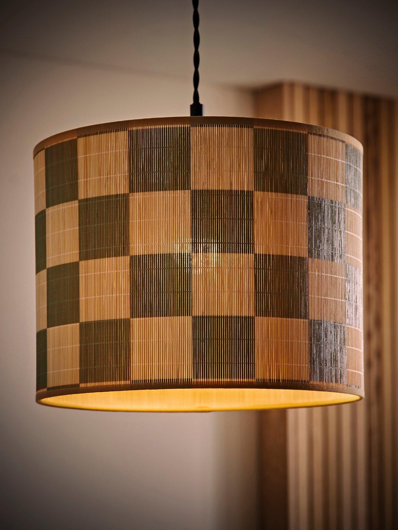 valuelights-lori-green-checkerboard-bamboo-drum-easy-fit-ceiling-light-lamp-shadeback