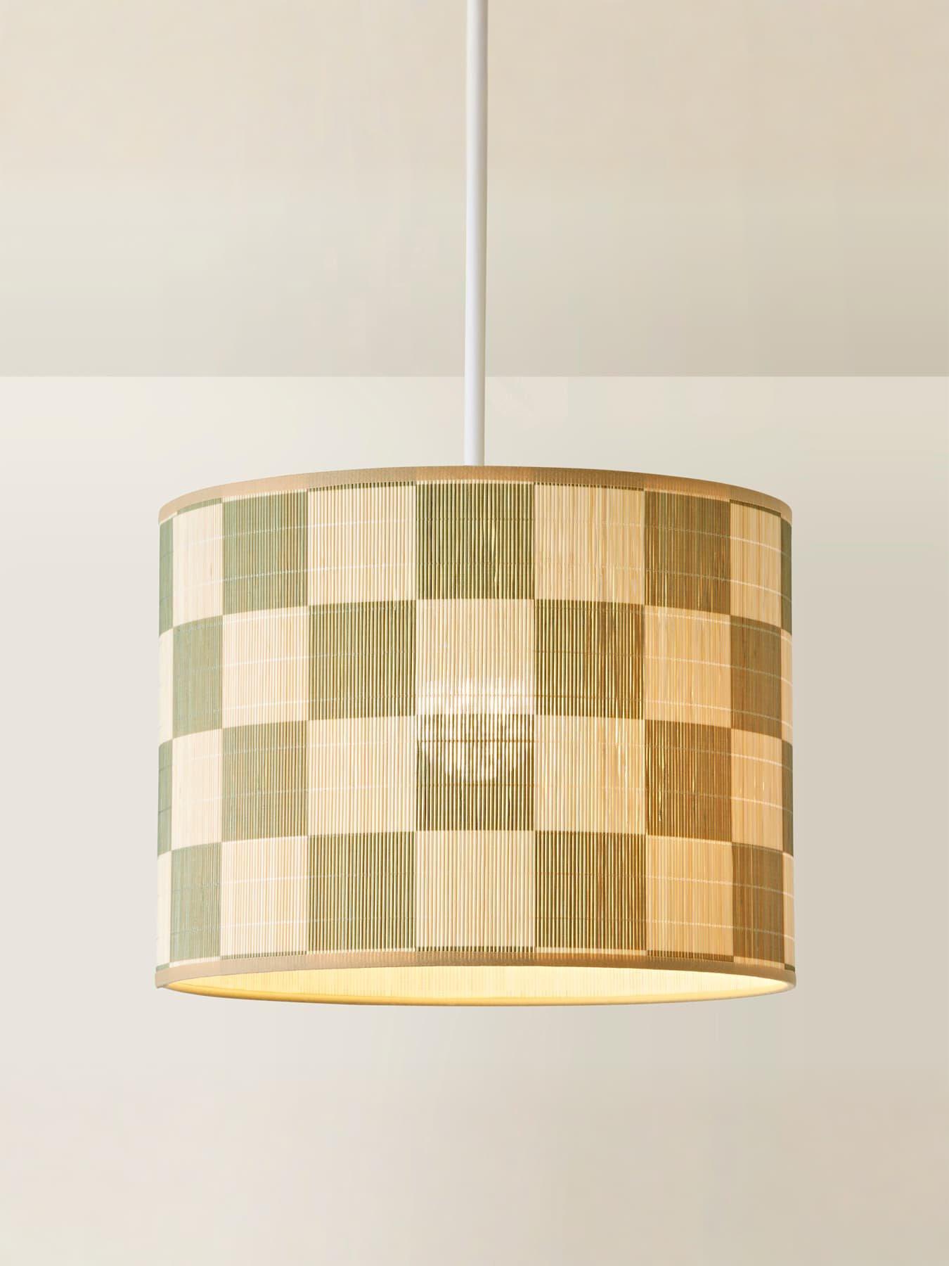 valuelights-lori-green-checkerboard-bamboo-drum-easy-fit-ceiling-light-lamp-shadeoutfit