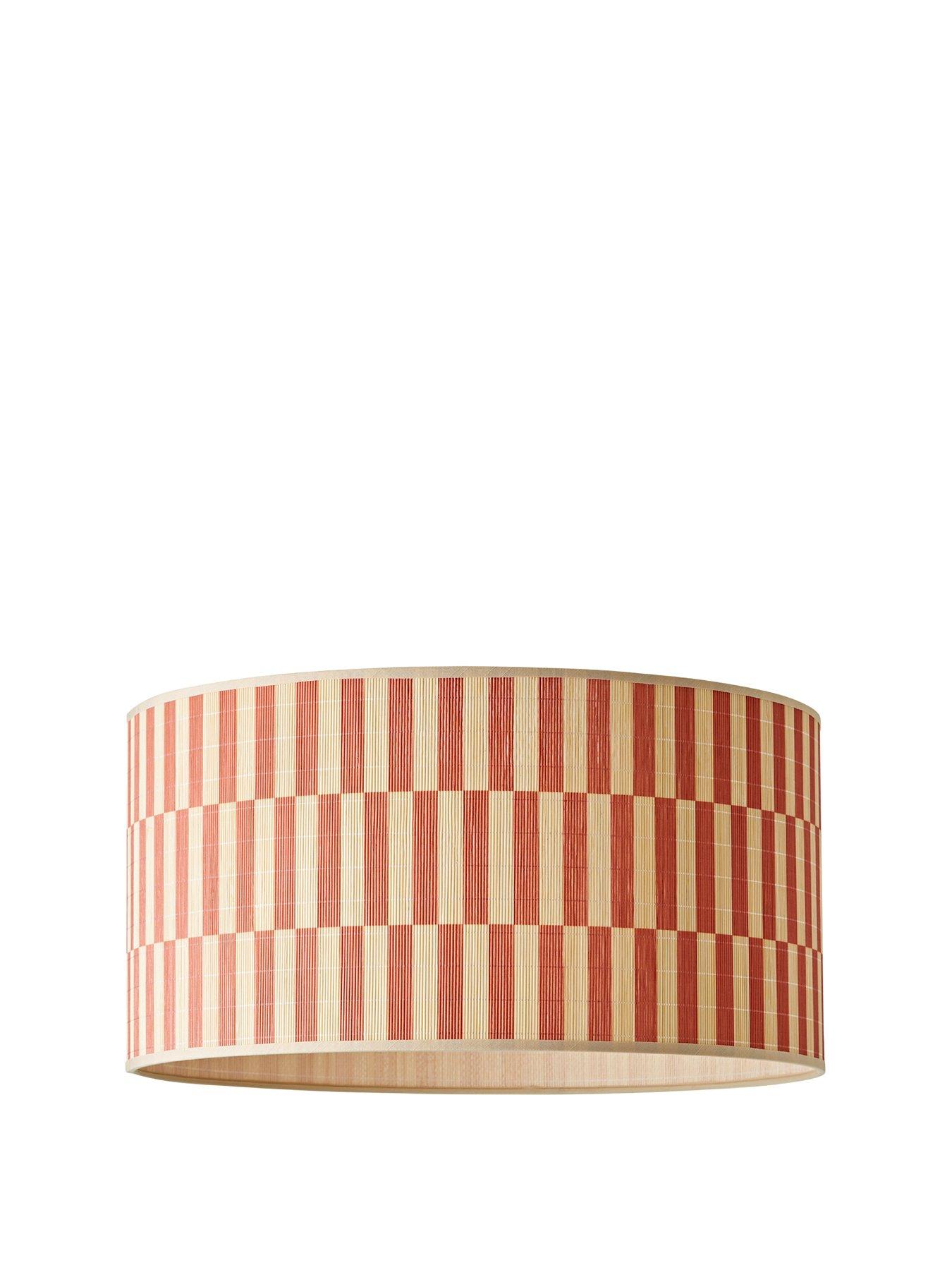 Image 2 of 7 of ValueLights Lori Orange Checker Bamboo Drum Easy Fit Ceiling Light Lamp Shade