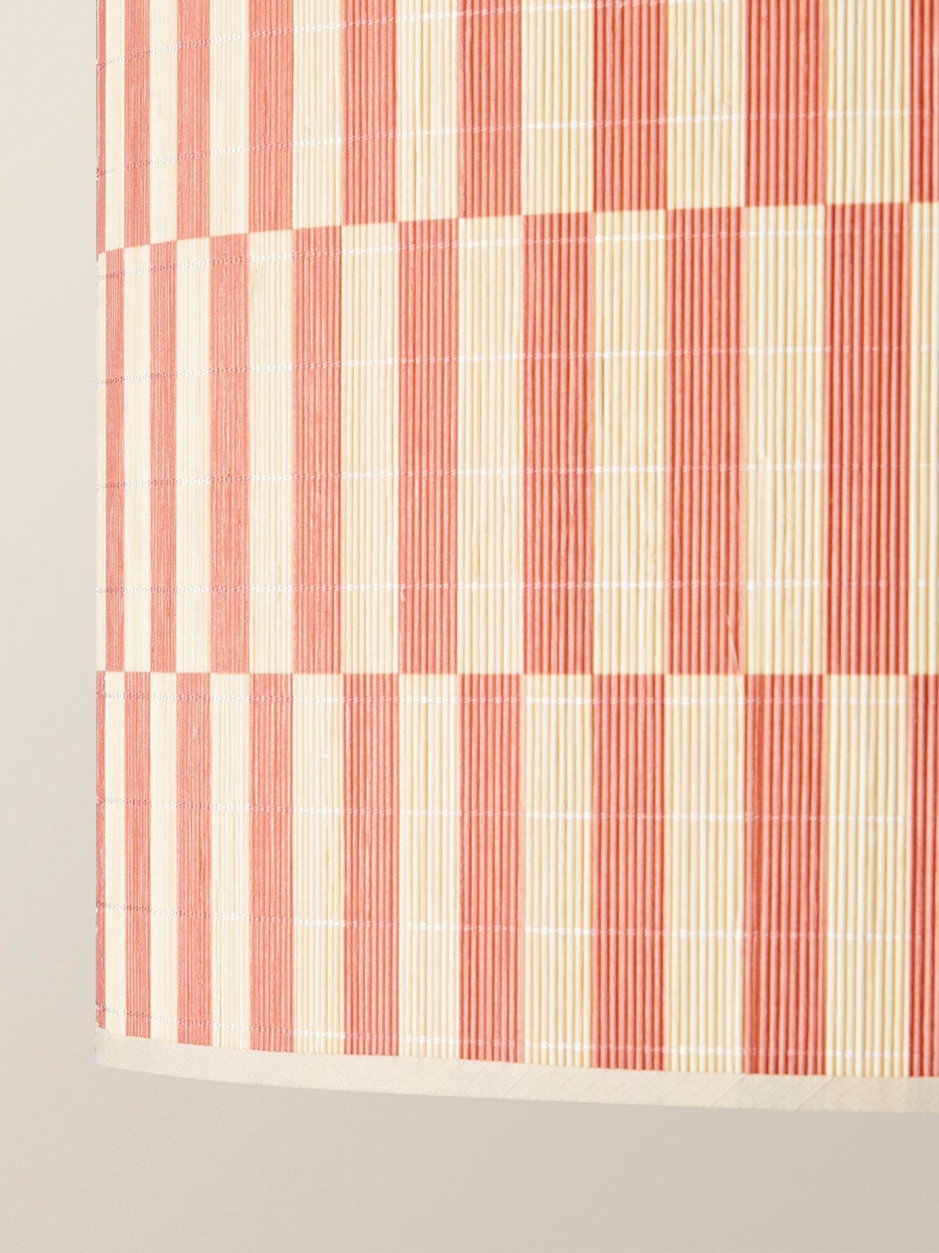 Image 5 of 7 of ValueLights Lori Orange Checker Bamboo Drum Easy Fit Ceiling Light Lamp Shade