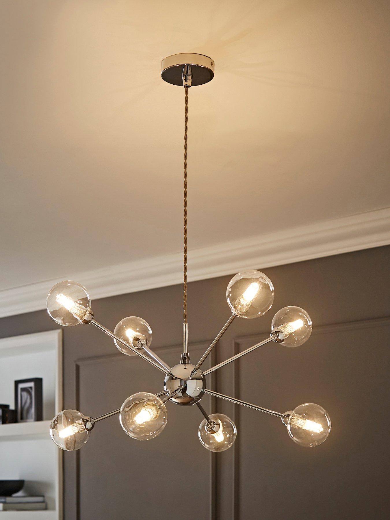 ValueLights Sputnik Chrome 8 Way Glass Globe Pendant Ceiling Light