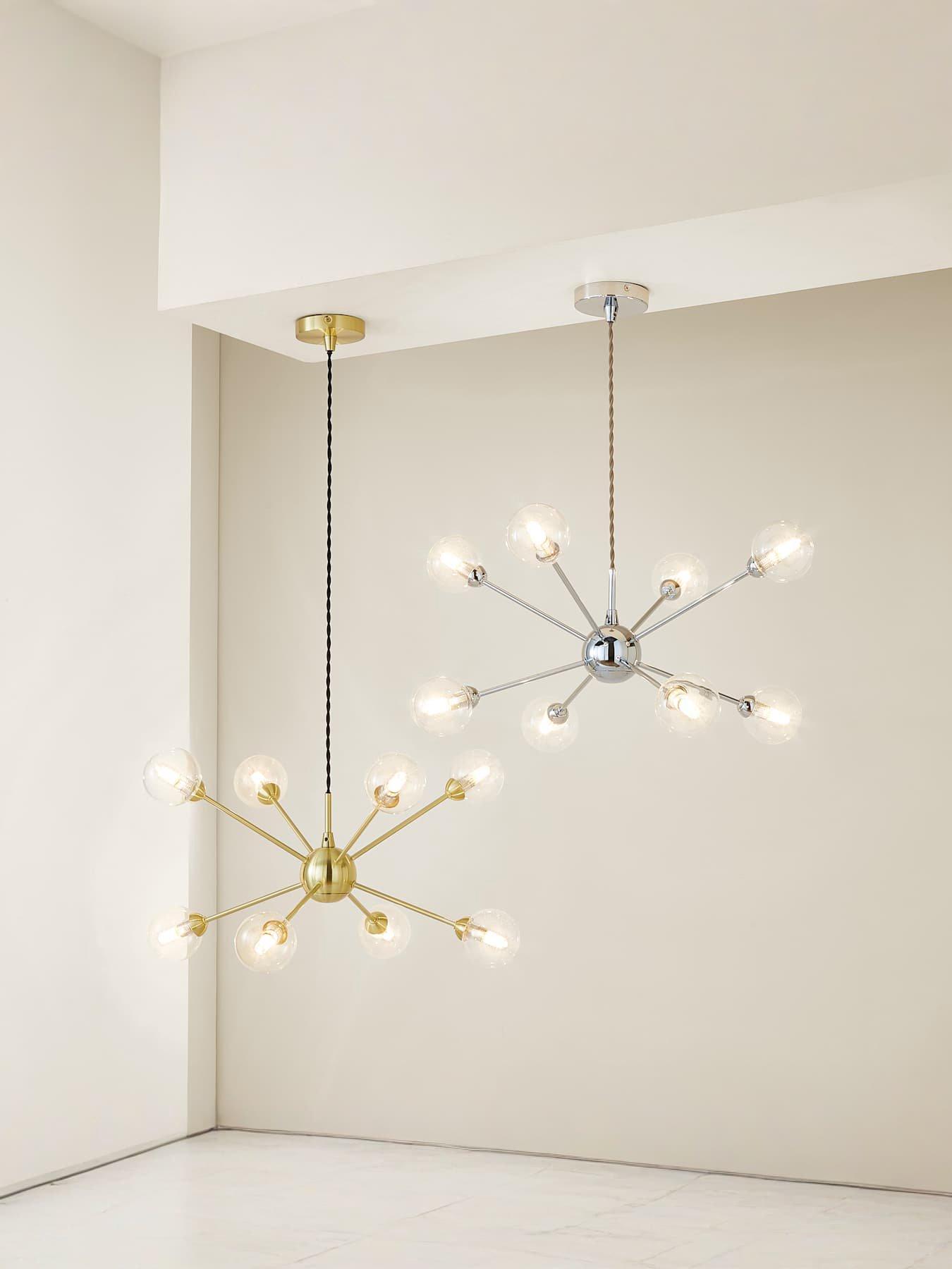 ValueLights Sputnik Chrome 8 Way Glass Globe Pendant Ceiling Light ...