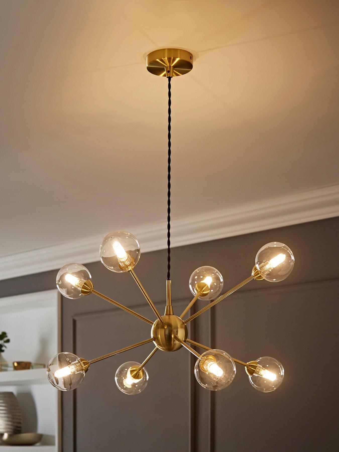 ValueLights Sputnik Gold 8 Way Glass Globe Pendant Ceiling Light