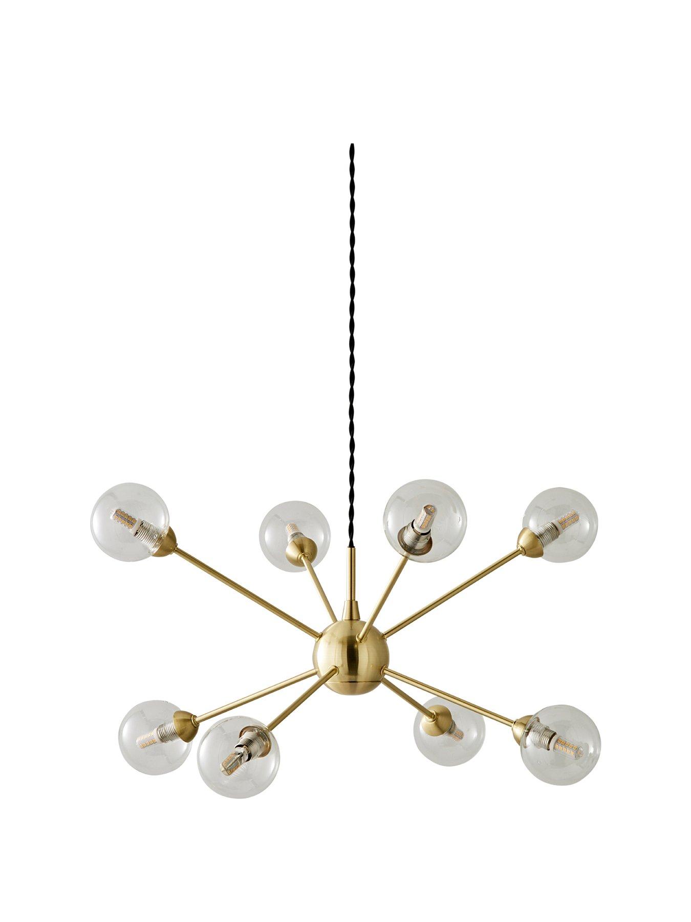 ValueLights Sputnik Gold 8 Way Glass Globe Pendant Ceiling Light | Very ...