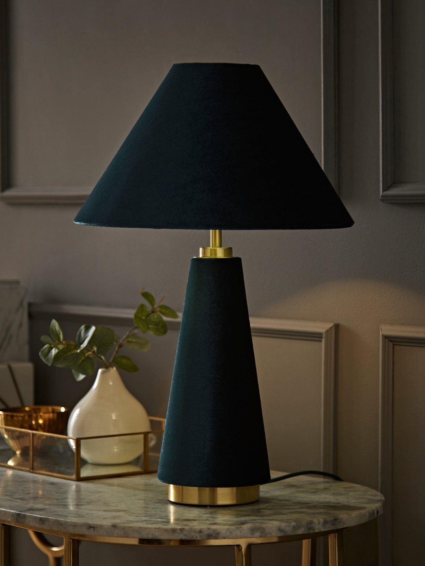 valuelights-martha-conical-teal-velvet-table-lamp