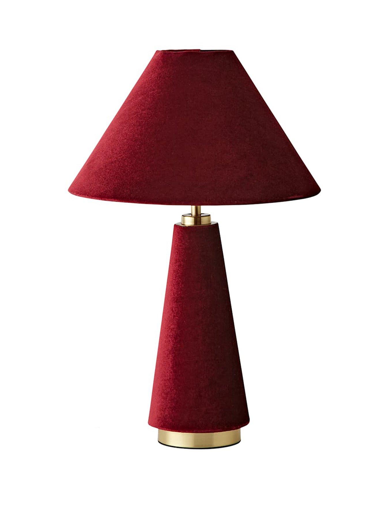 Image 2 of 7 of ValueLights Martha Conical Burgundy Velvet Table Lamp
