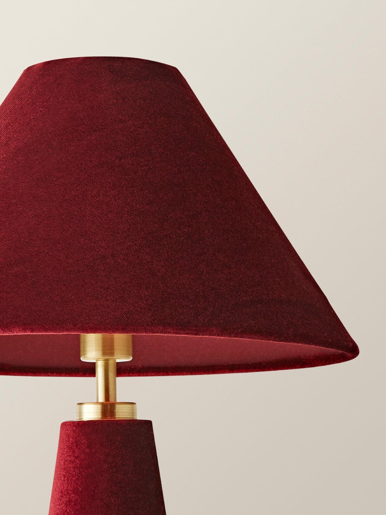 Image 5 of 7 of ValueLights Martha Conical Burgundy Velvet Table Lamp