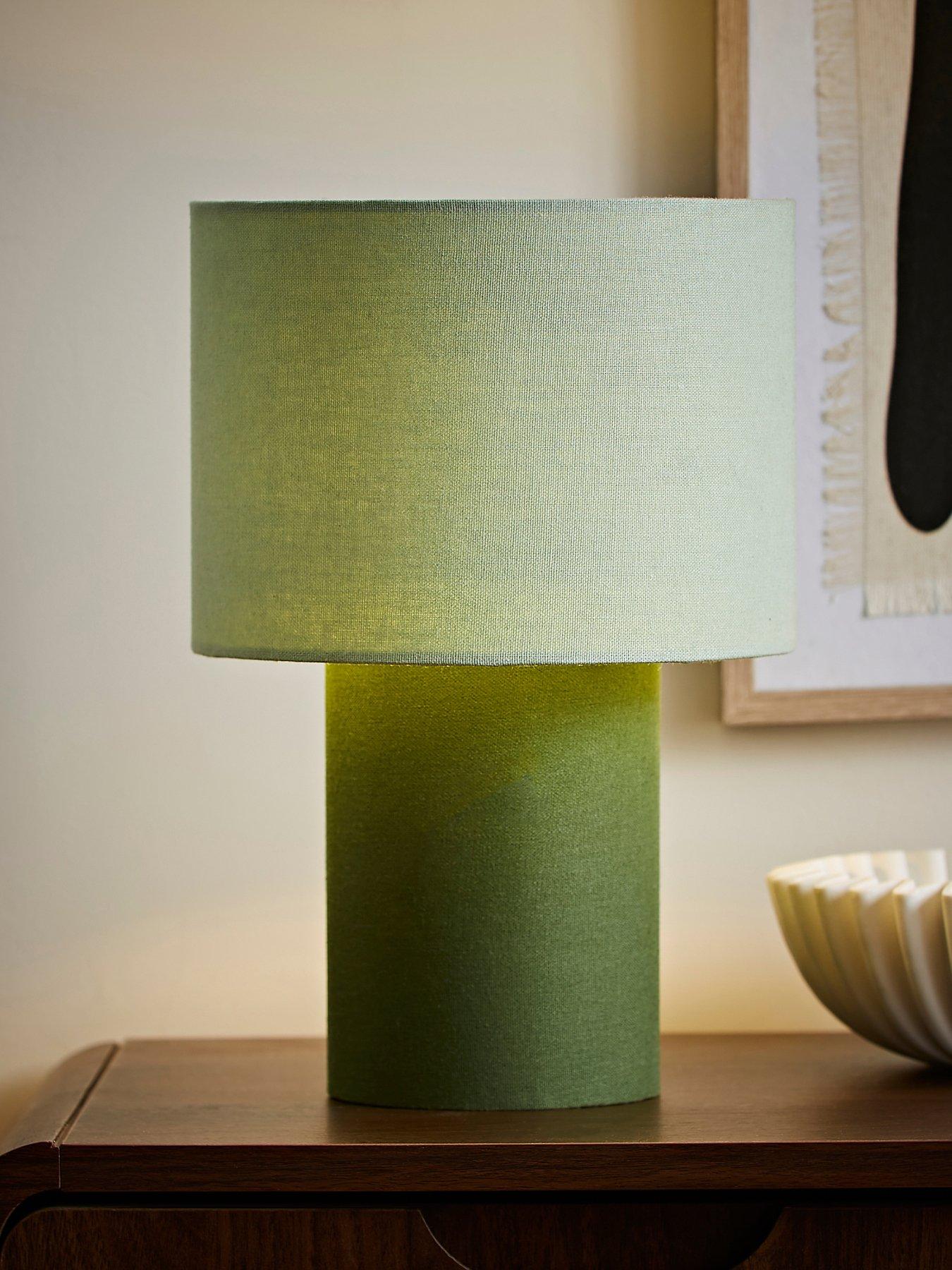 ValueLights Bobby Green Colour Clash Duo Fabric Table Lamp