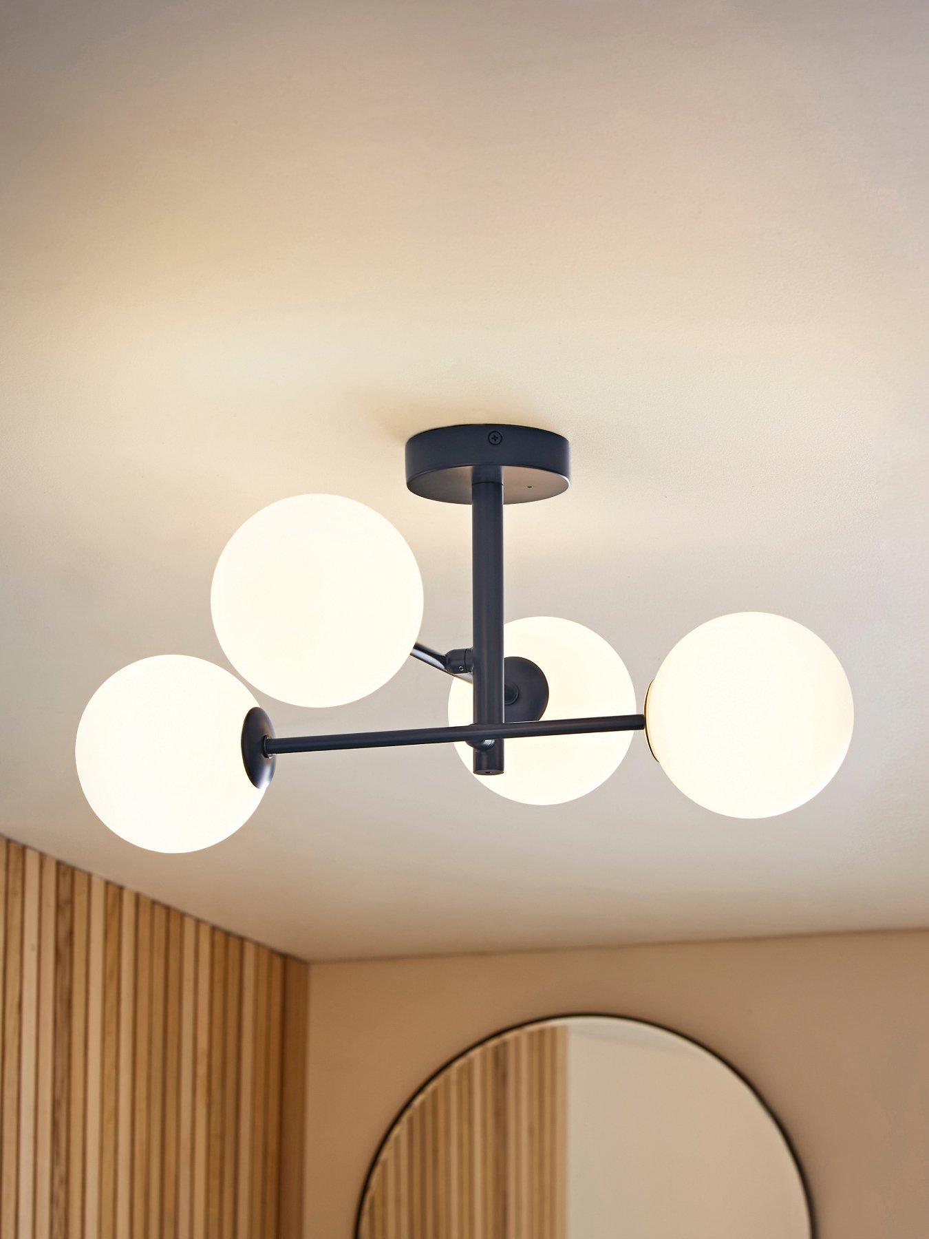 ValueLights Darla Navy 4 Way Frosted Globe Bathroom Ceiling Light