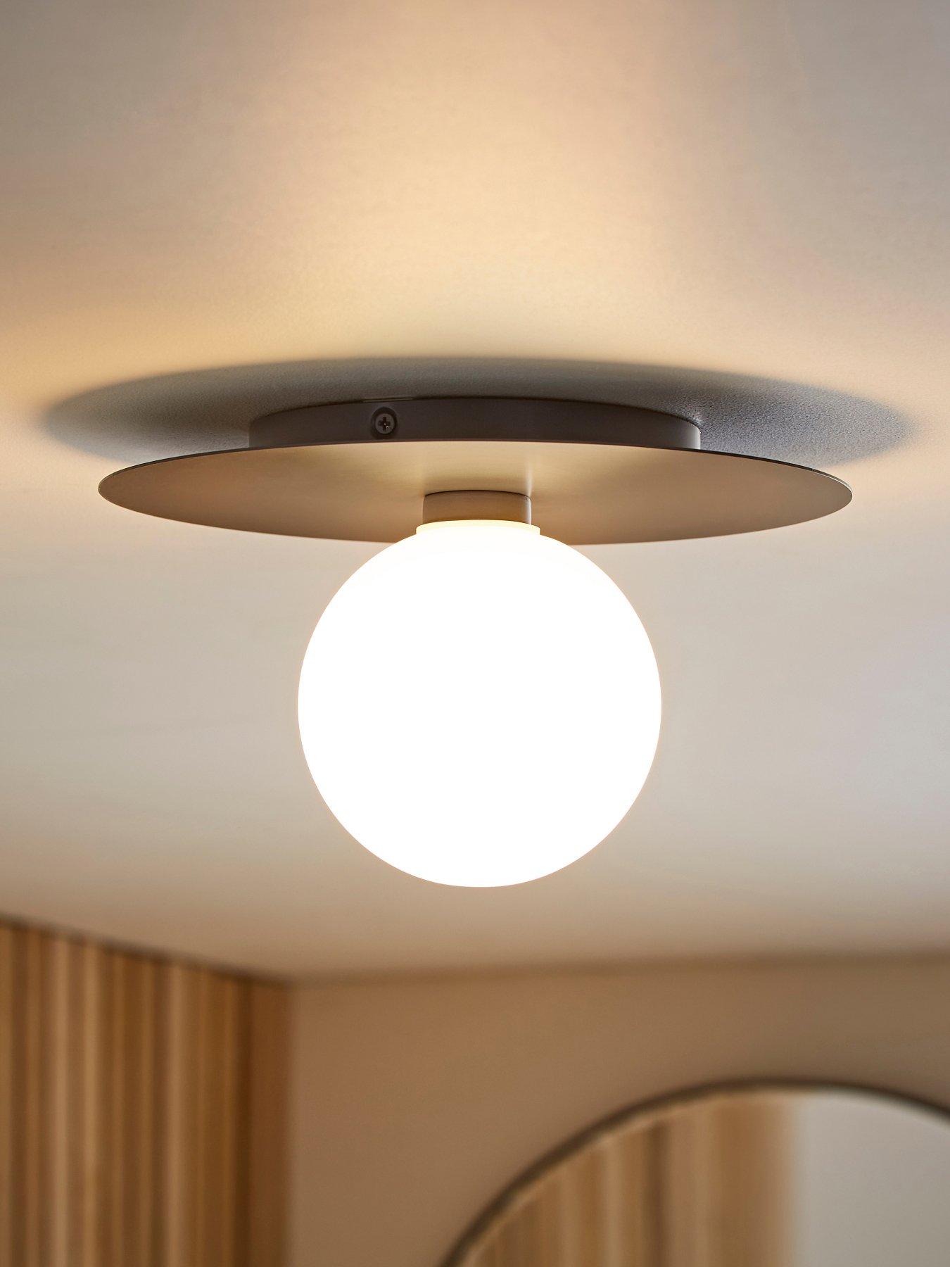 Image 1 of 7 of ValueLights Darla Navy Frosted Globe Bathroom Flush Ceiling Light