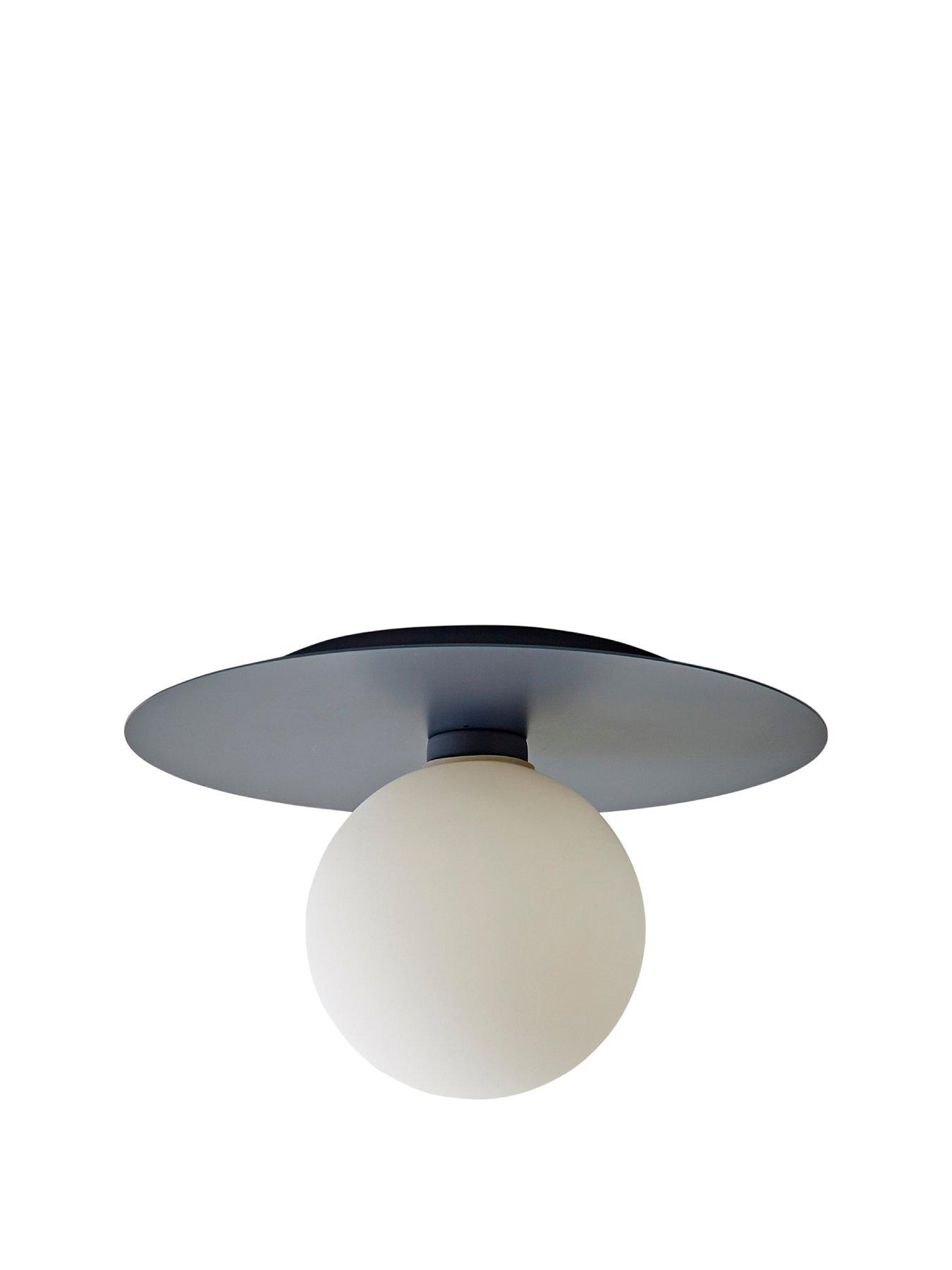 Image 2 of 7 of ValueLights Darla Navy Frosted Globe Bathroom Flush Ceiling Light