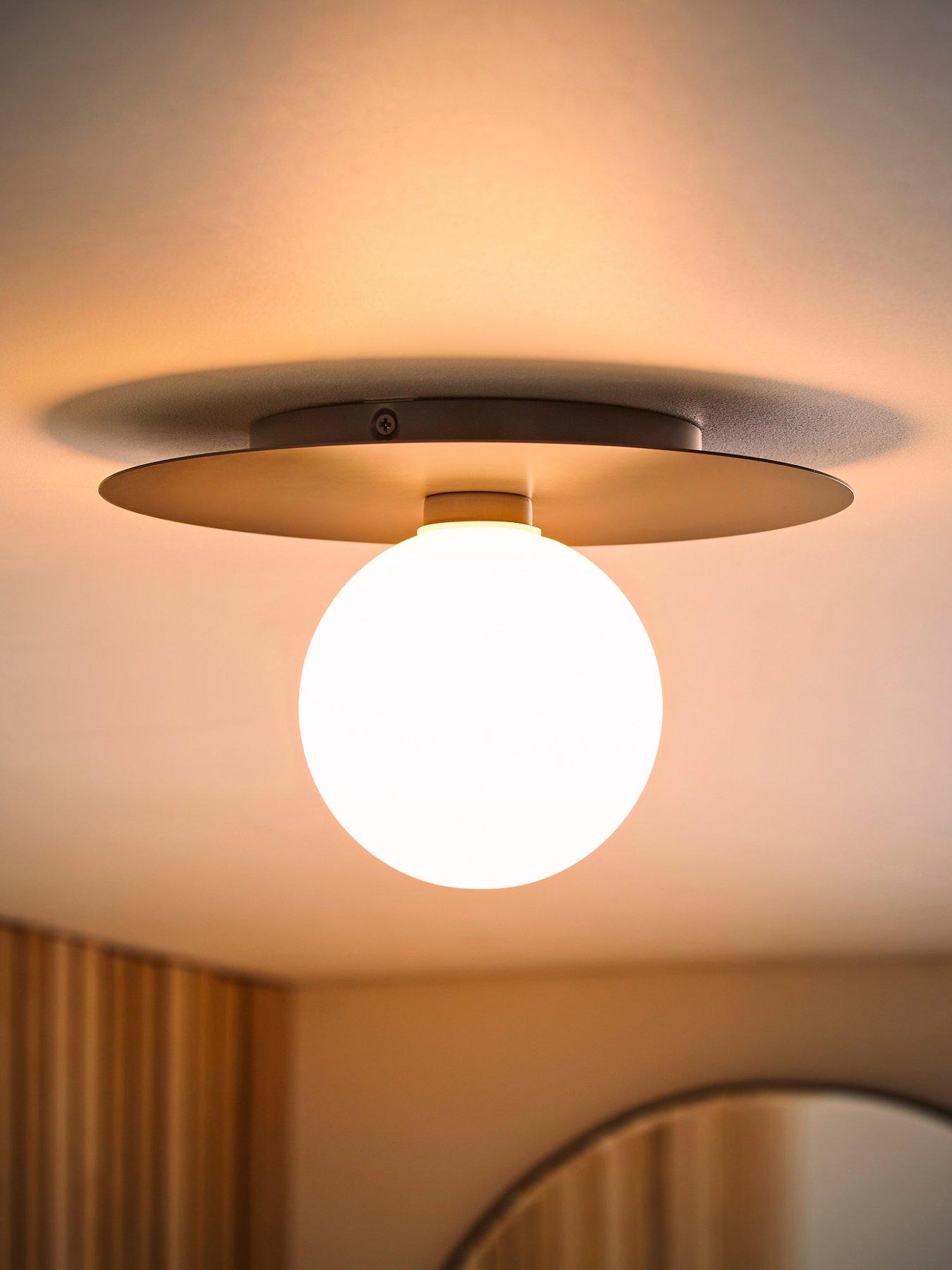 Image 3 of 7 of ValueLights Darla Navy Frosted Globe Bathroom Flush Ceiling Light