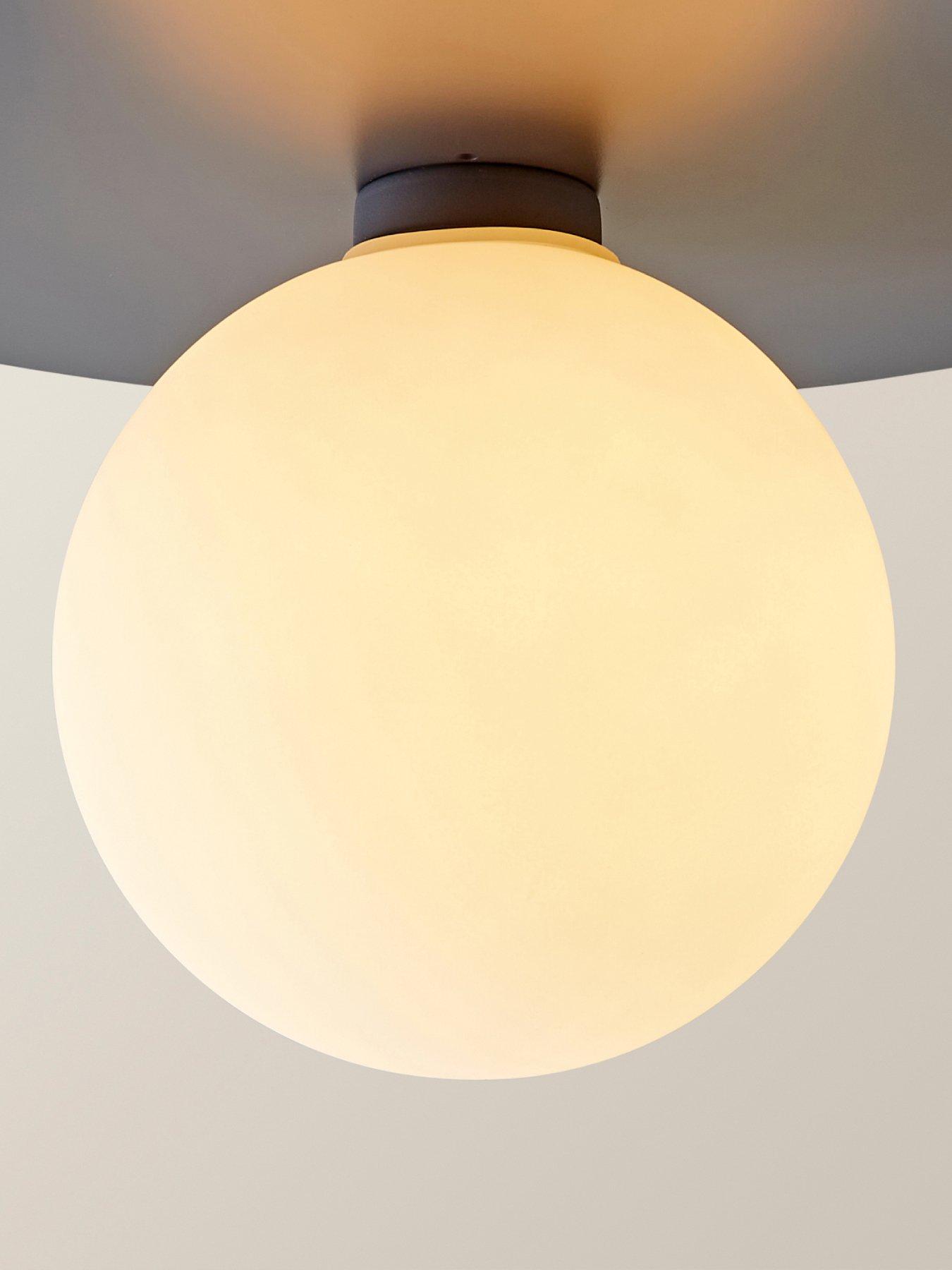 Image 5 of 7 of ValueLights Darla Navy Frosted Globe Bathroom Flush Ceiling Light