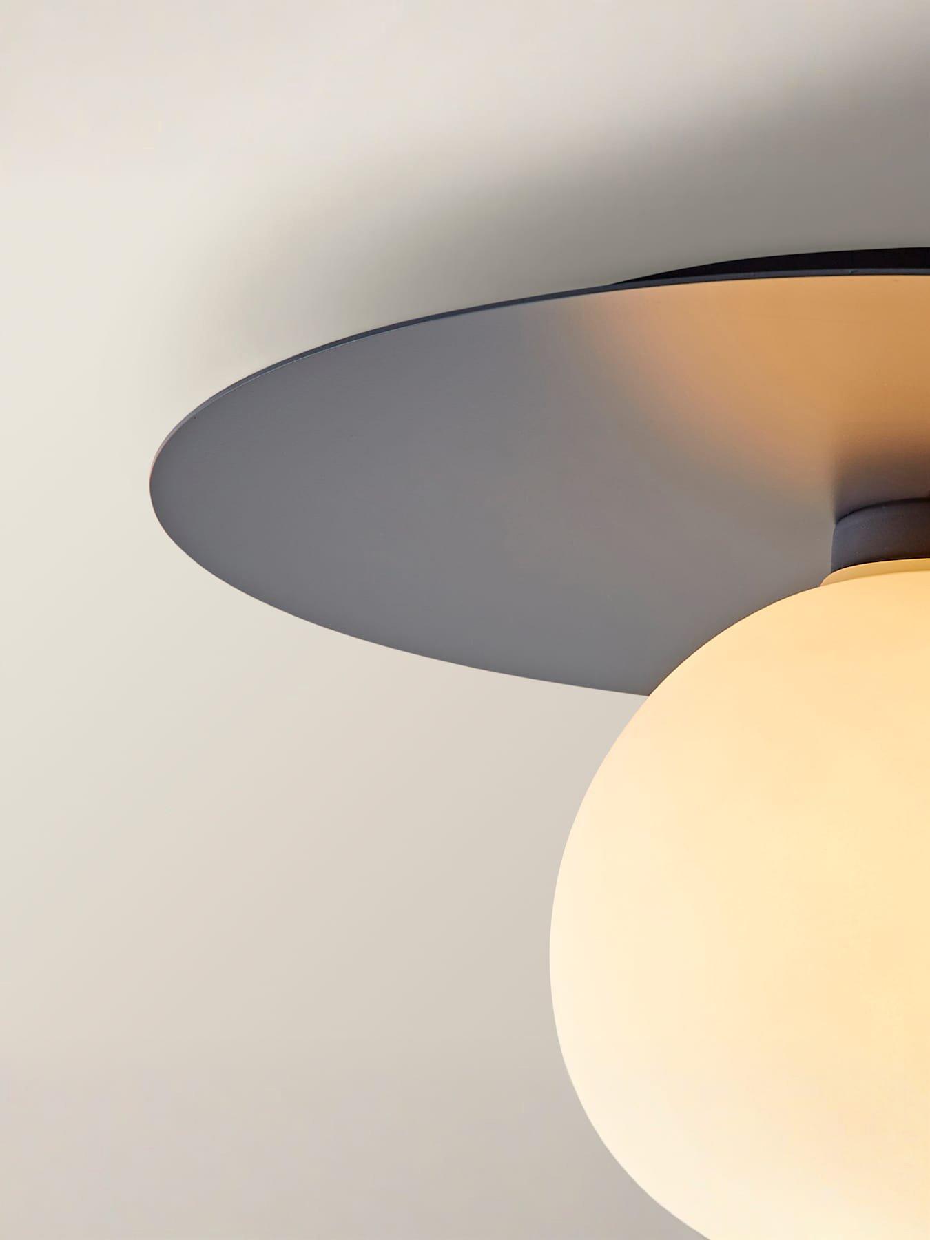 Image 6 of 7 of ValueLights Darla Navy Frosted Globe Bathroom Flush Ceiling Light