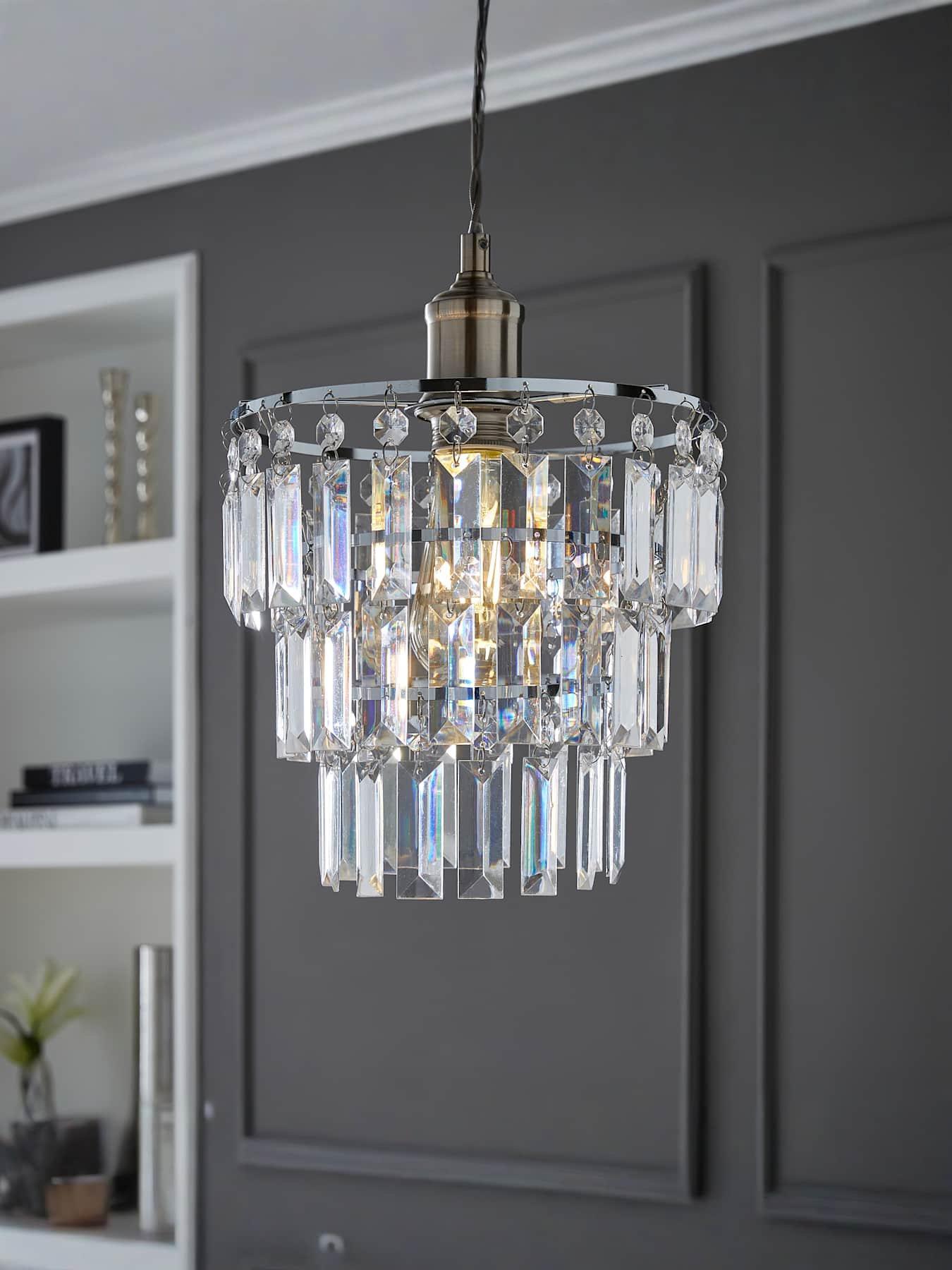 ValueLights Kelsks Ne Pendant Shade Chrome  Clear