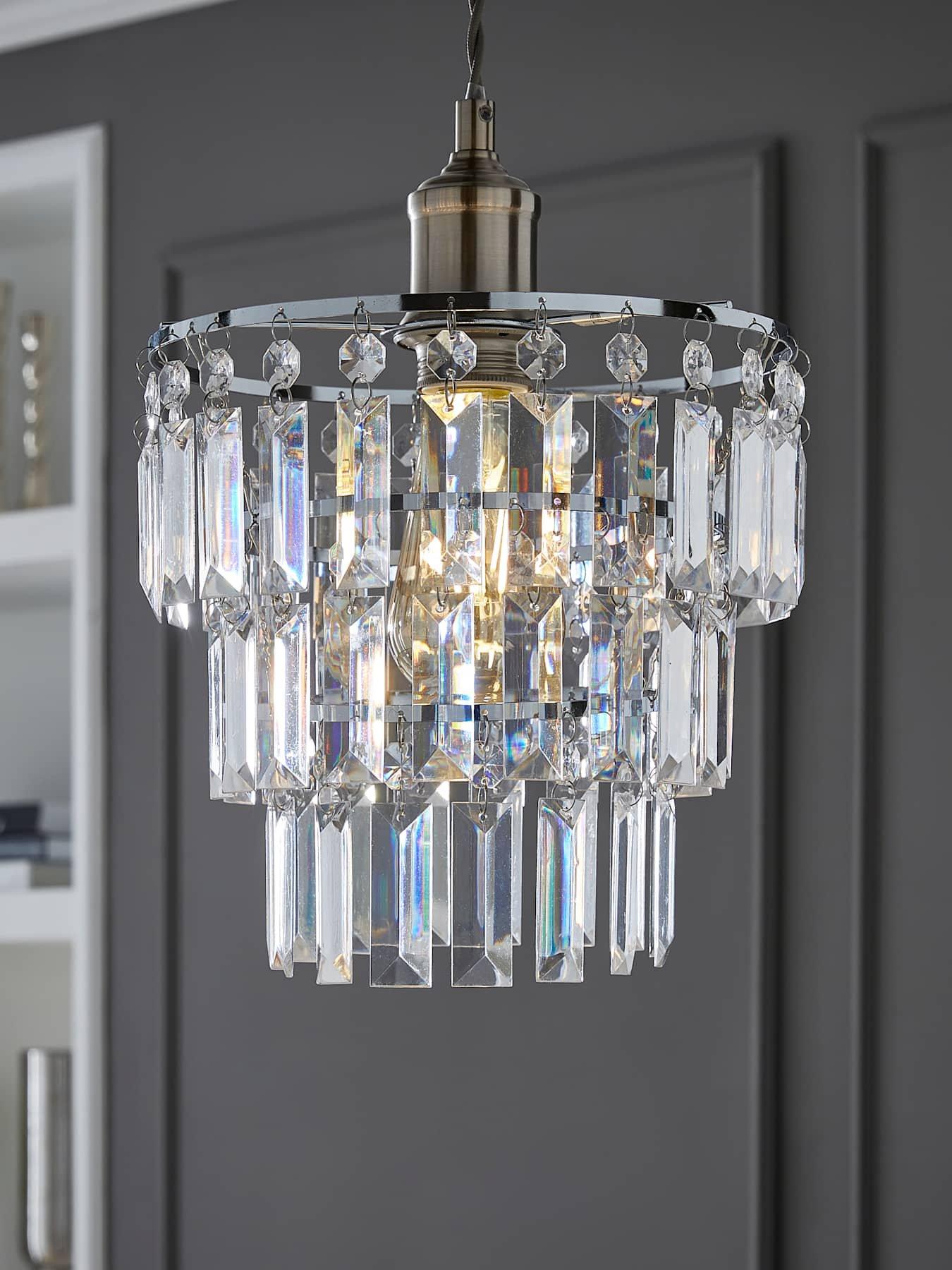 ValueLights Kelsks Ne Pendant Shade Chrome  Clear