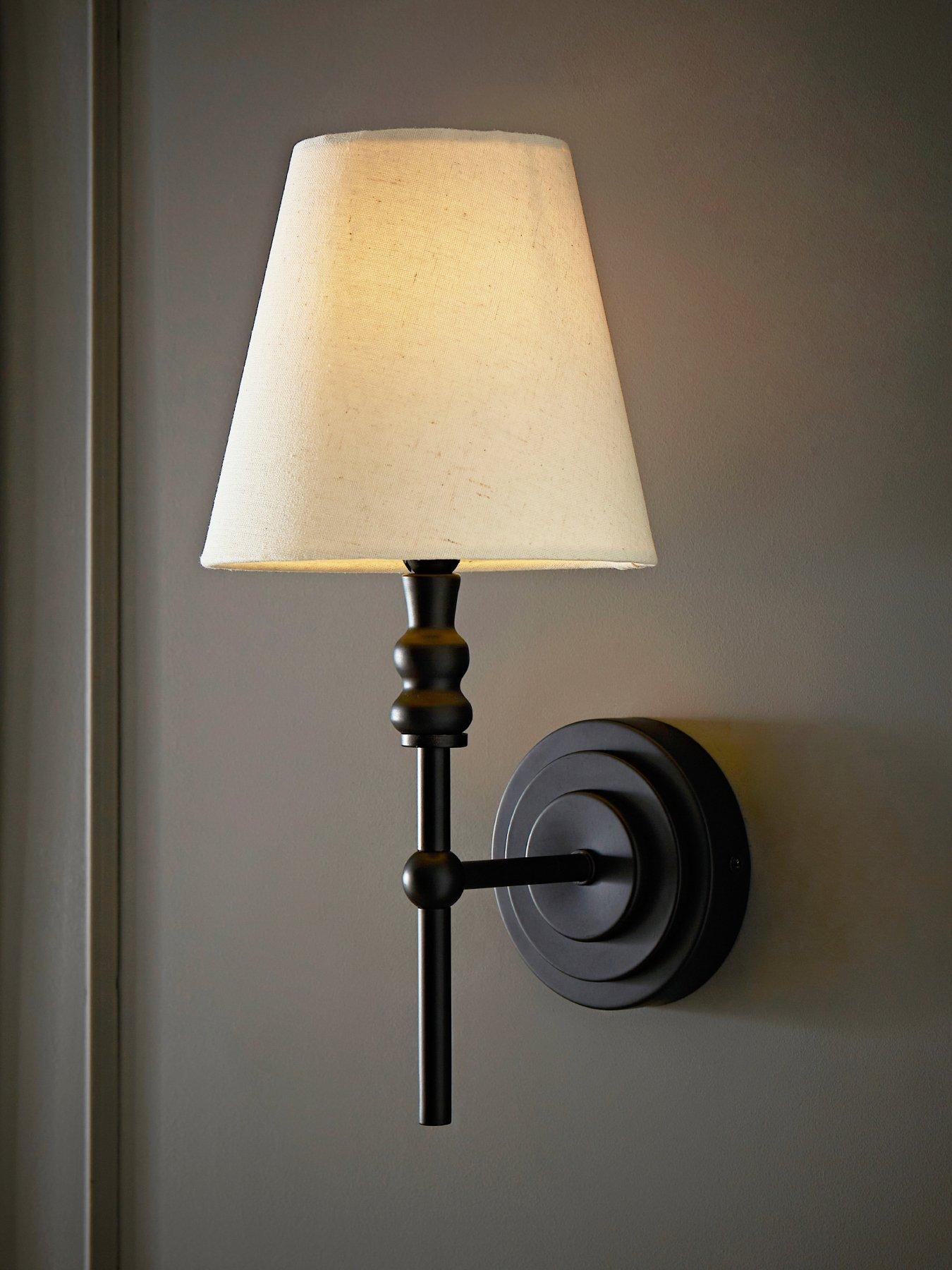 valuelights-maggie-matte-black-wall-lamp-with-linen-tapered-lamp-shade