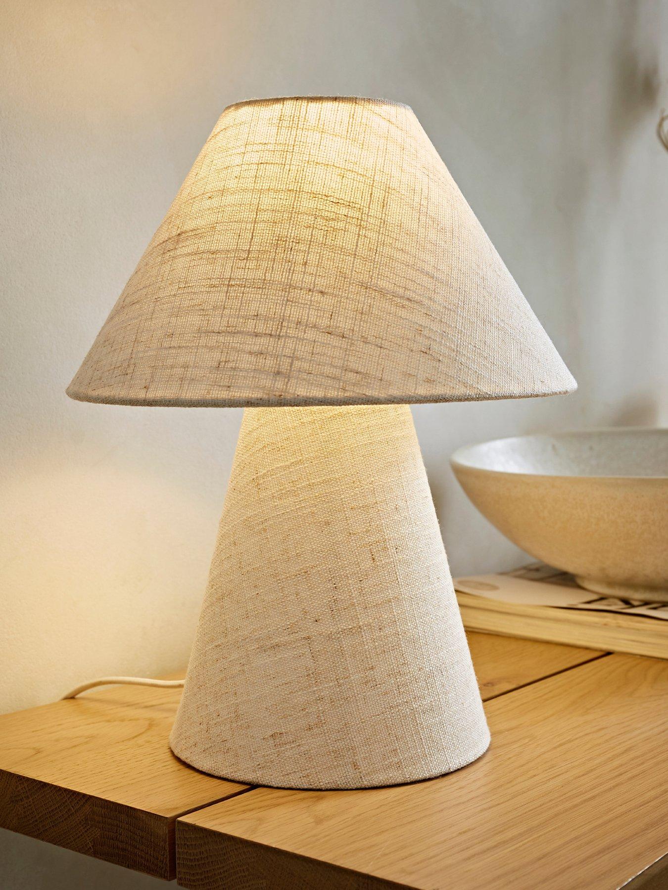 ValueLights Gigi Natural Linen Full Fabric Tapered Lamp Shade Table Lamp