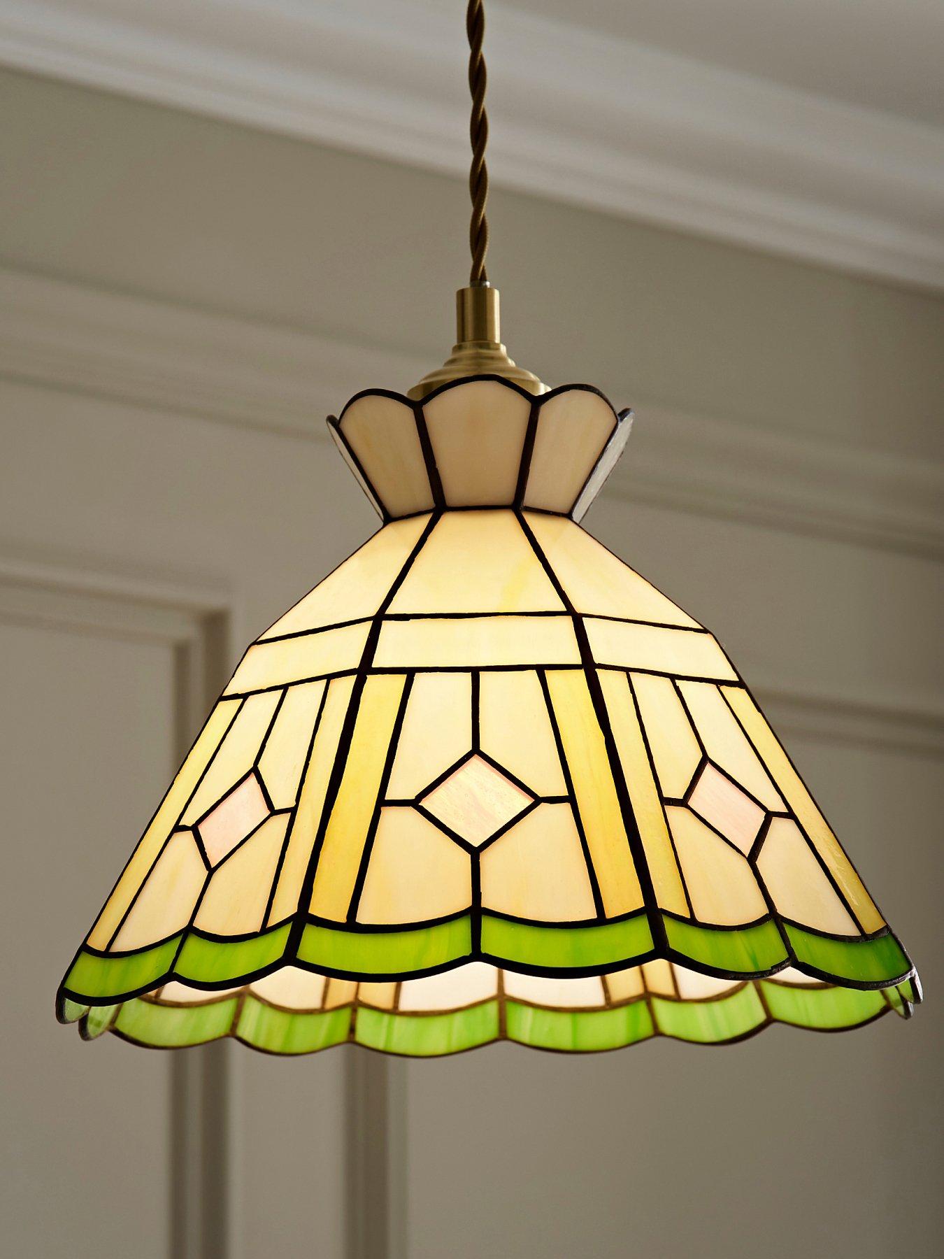 Image 1 of 7 of ValueLights Beatrix Tiffany Glass Easy Fit Ceiling Pendant Light Lamp Shade
