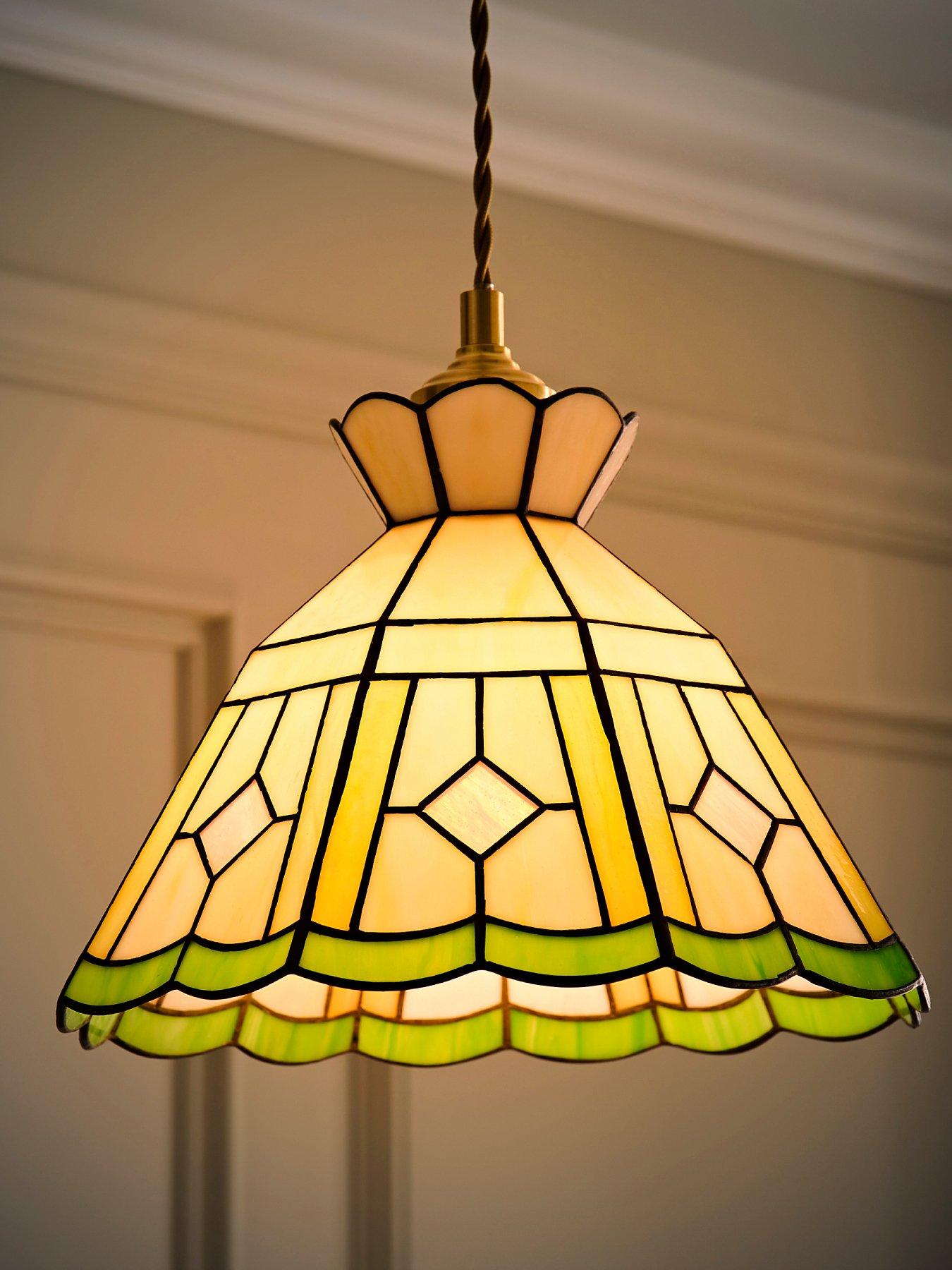 Image 3 of 7 of ValueLights Beatrix Tiffany Glass Easy Fit Ceiling Pendant Light Lamp Shade