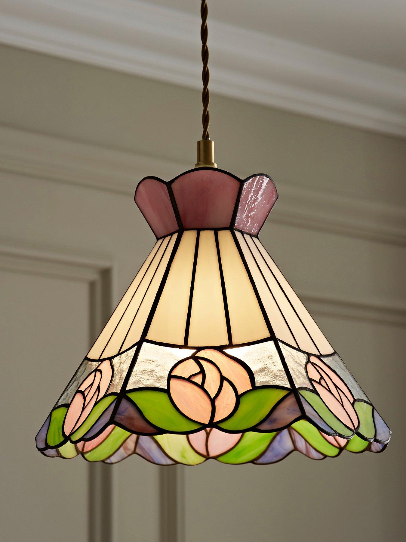 ValueLights Evelyn Tiffany Rose Glass Easy Fit Ceiling Pendant Light Lamp Shade