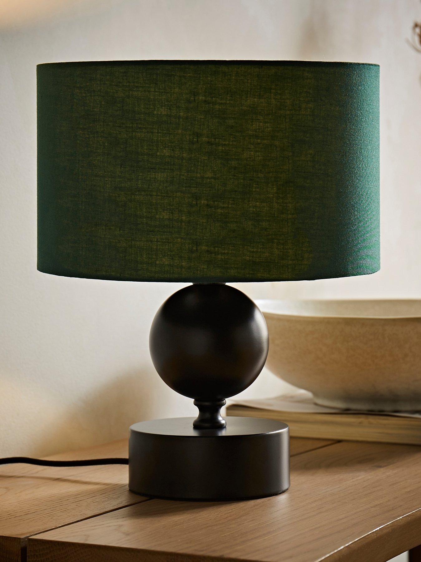 Image 1 of 6 of ValueLights Anthony Candlestick Table Lamp With Forest Green Drum Lamp Shade