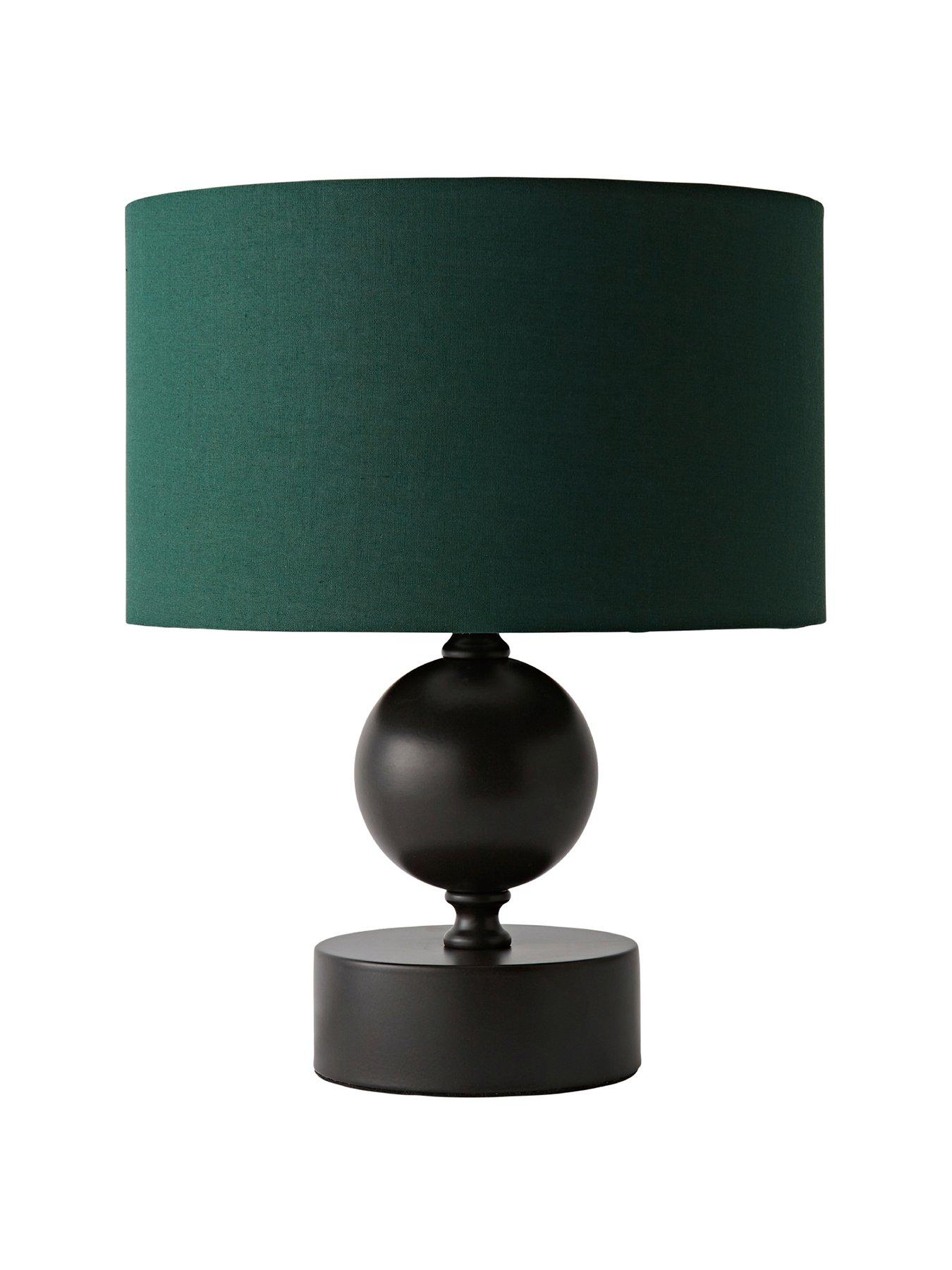 Image 2 of 6 of ValueLights Anthony Candlestick Table Lamp With Forest Green Drum Lamp Shade