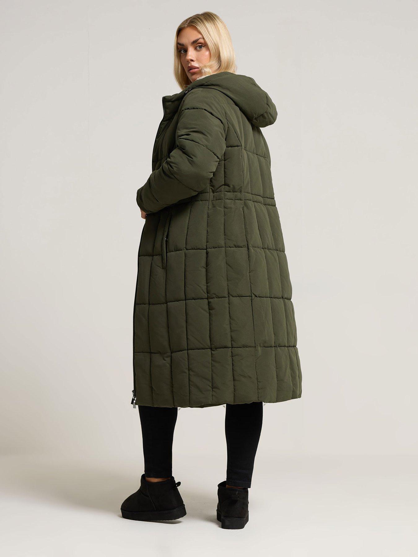 yours-curve-borg-midi-padded-coat-greenstillFront