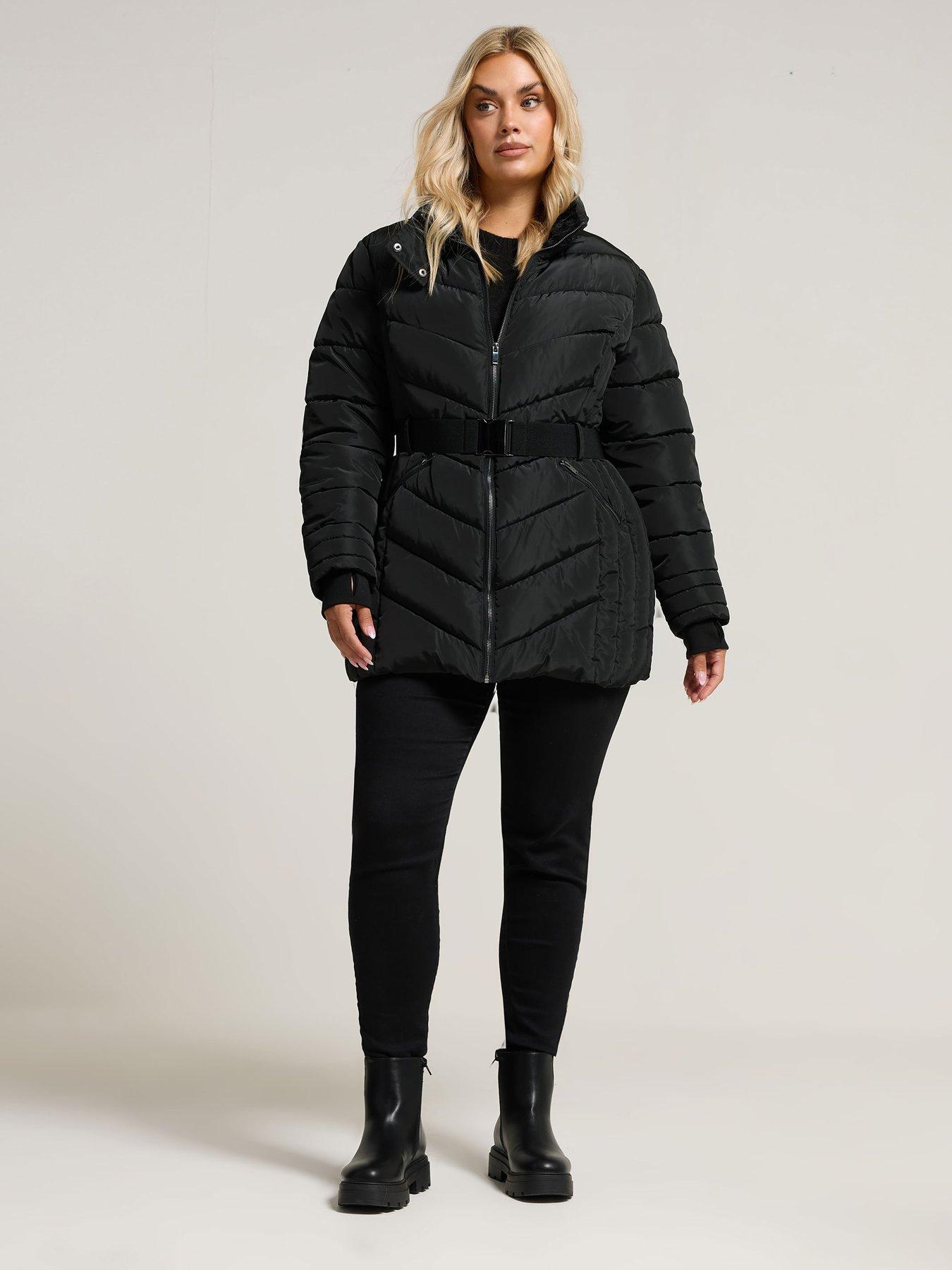 Image 3 of 4 of Yours Curve Ski Coat With Buckle - Black