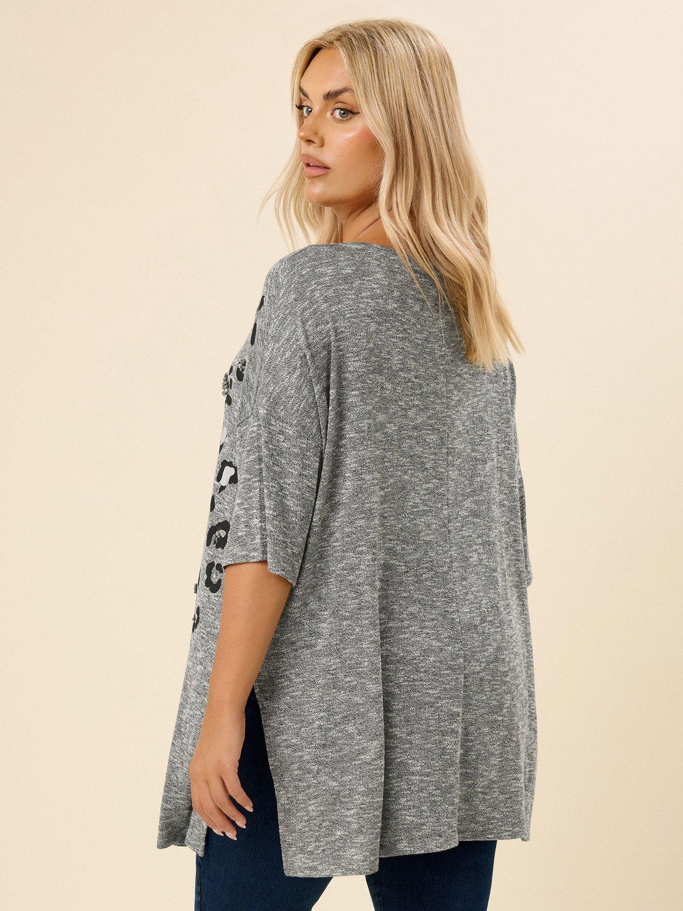 yours-curve-animal-drop-shoulder-top-greystillFront