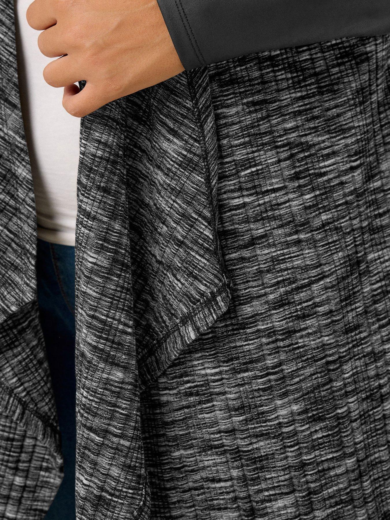 Image 4 of 5 of Yours Curve Ribbed Pu Sleeve Cardigan - Grey