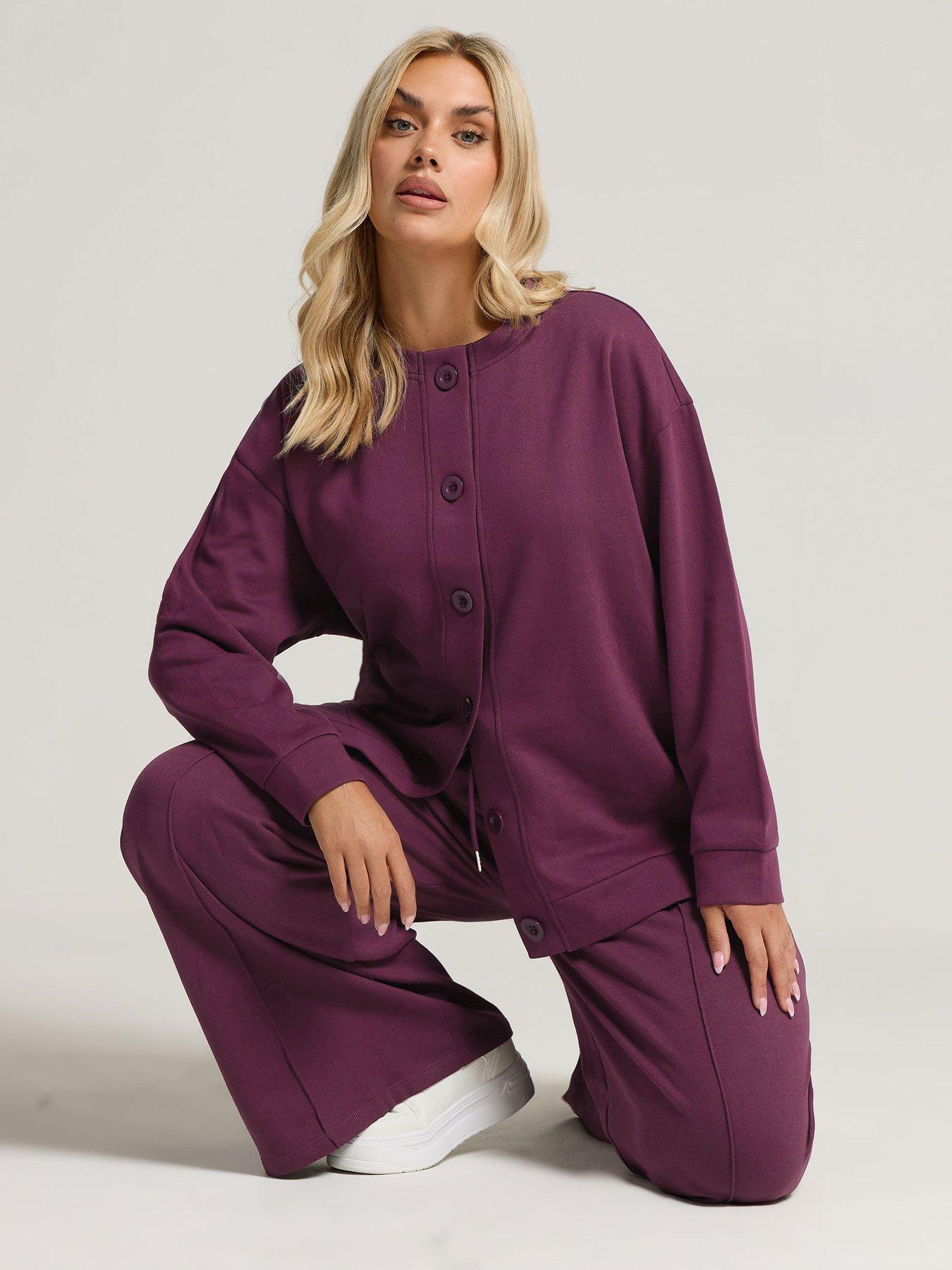 Yours Curve Button Cardigan - Red