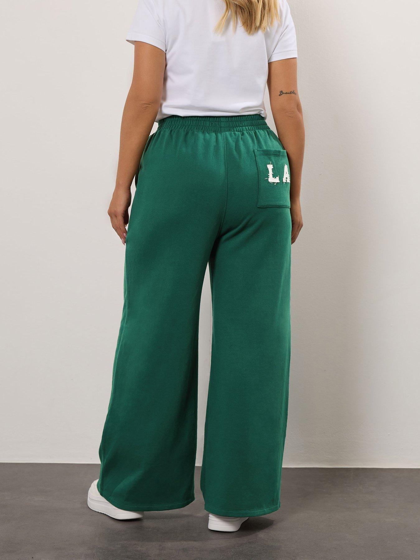 yours-curve-la-wide-leg-joggers-greenstillFront