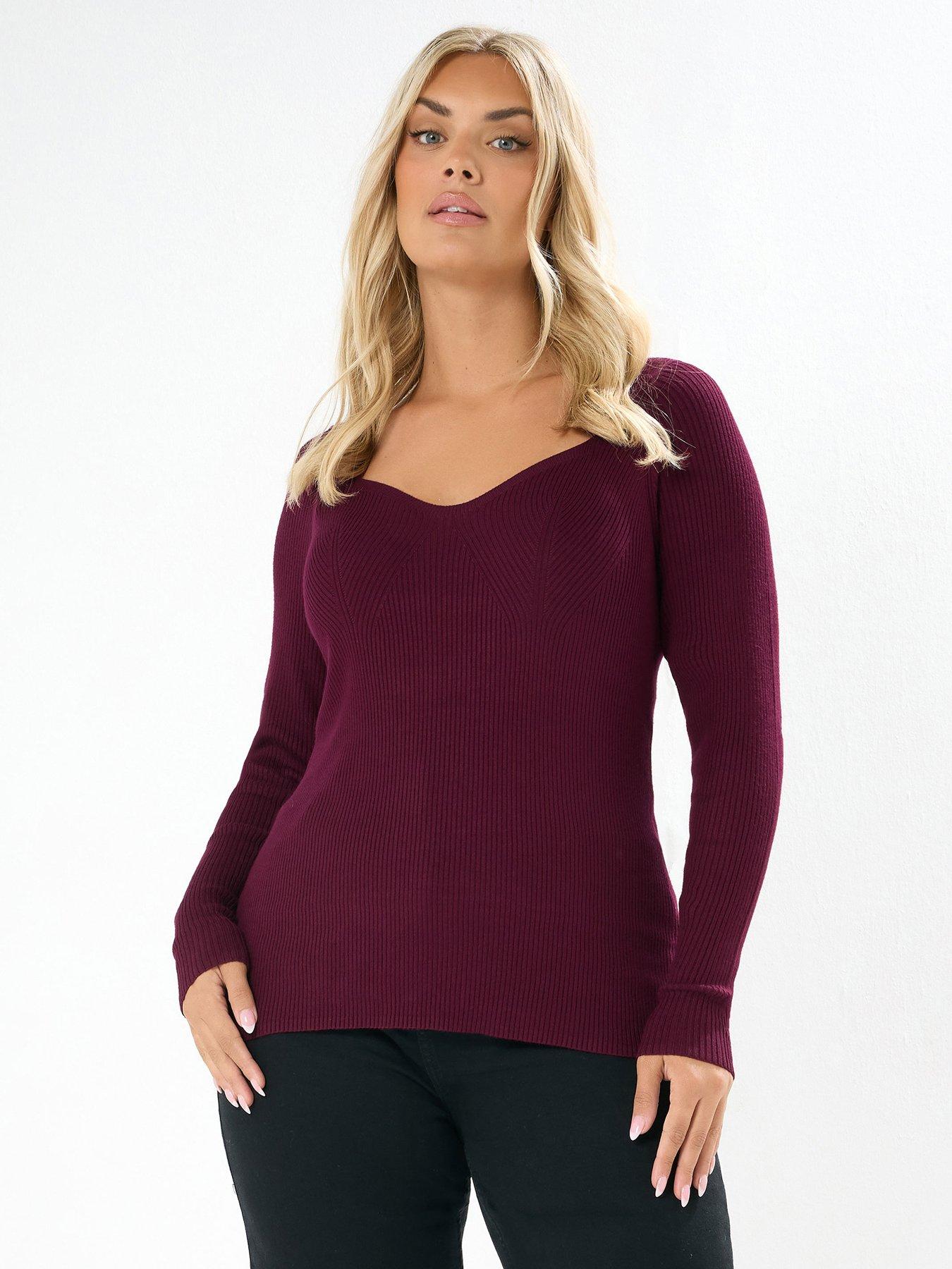 yours-curve-sweetheart-neckline-jumper-redfront