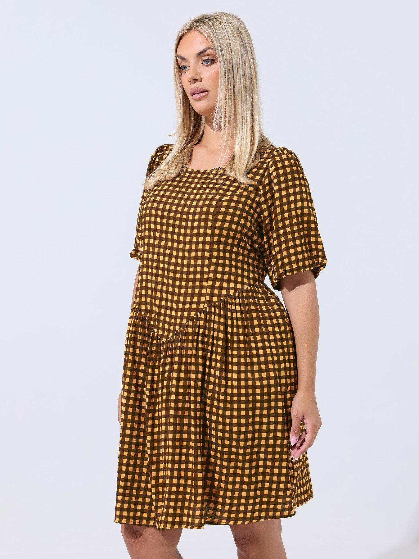 Yours Curve Check Mini Dress - Black