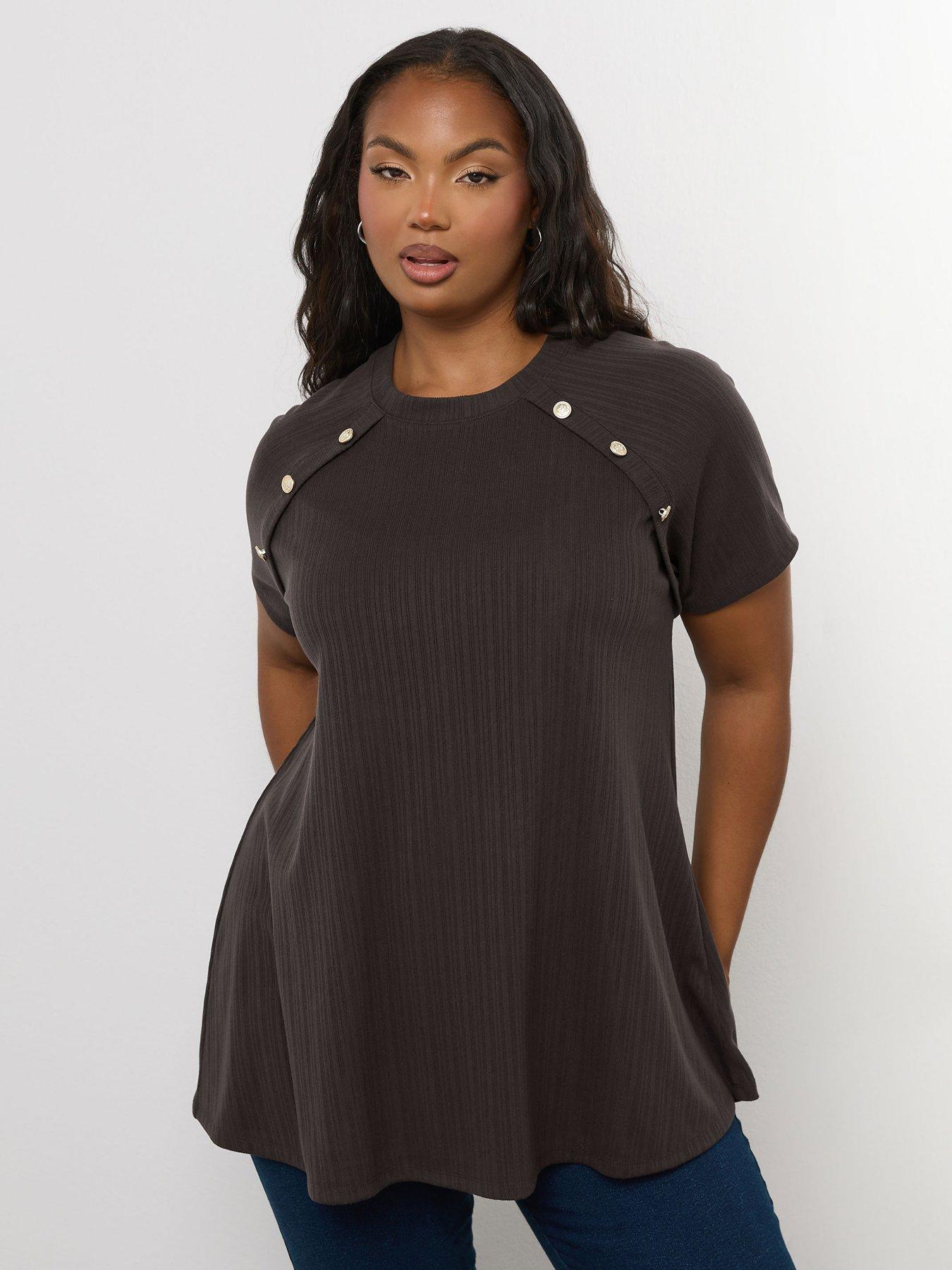 Image 1 of 4 of Yours Curve Swing Top - Brown