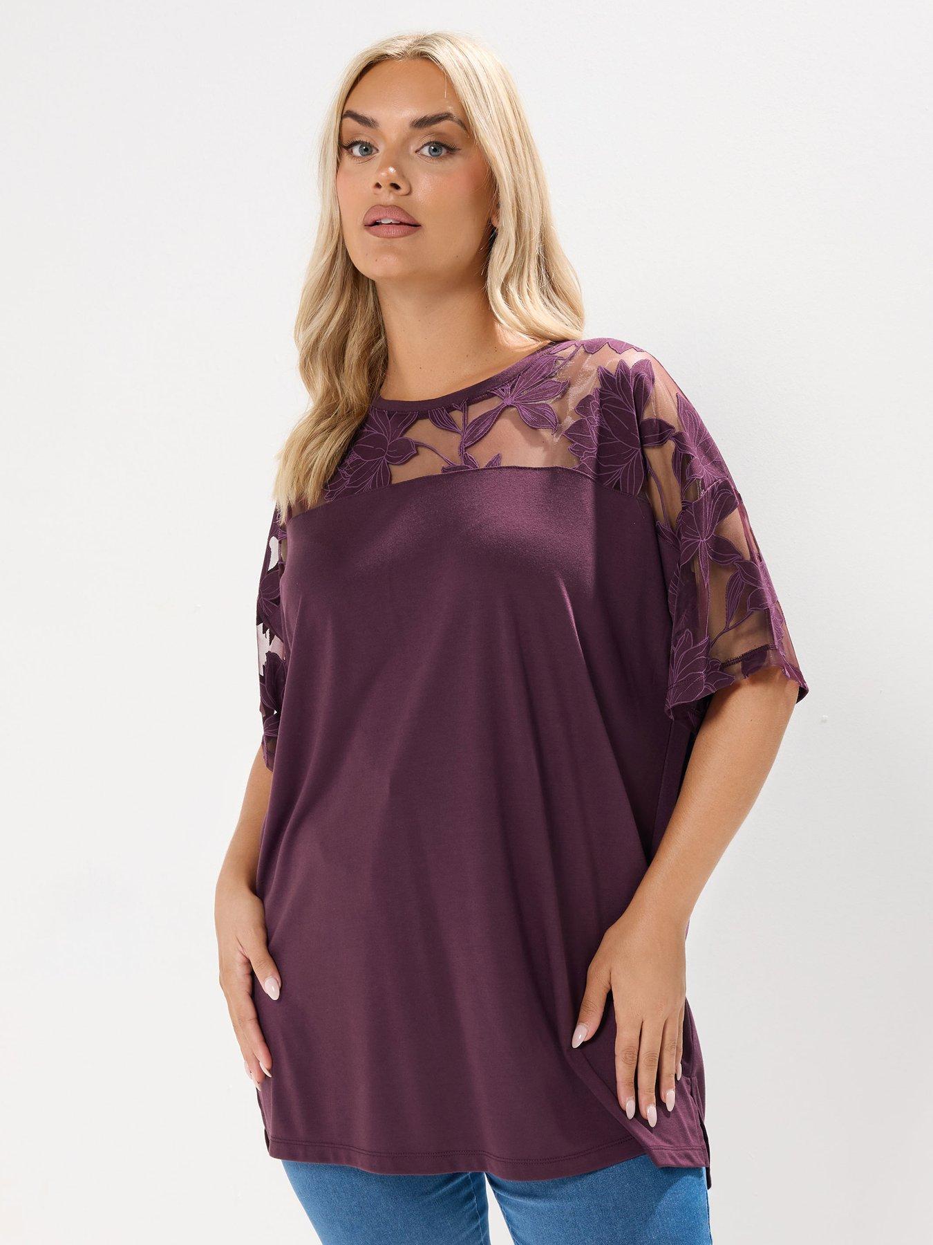 yours-curve-boxy-burnout-panel-t-shirt-purplefront