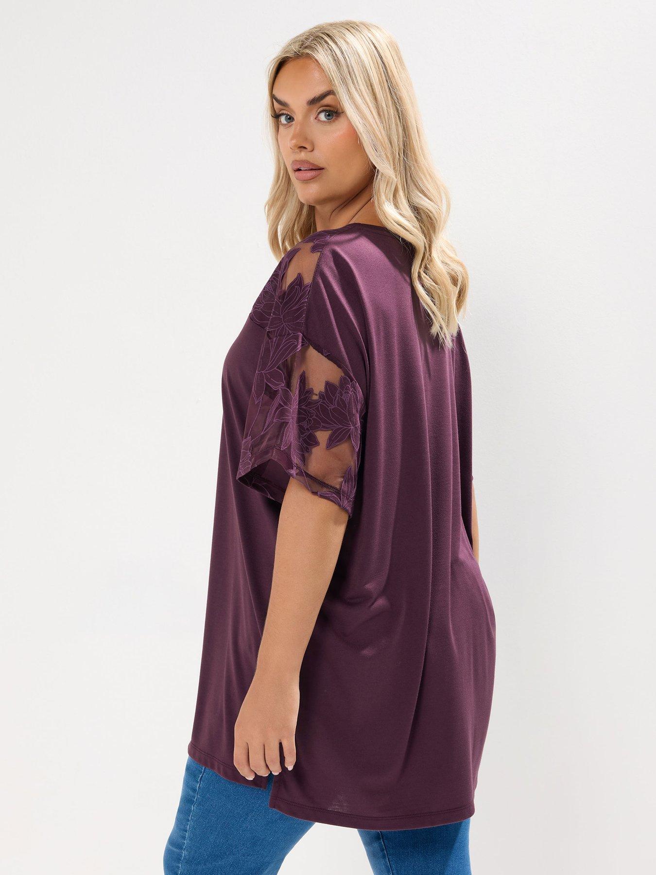 yours-curve-boxy-burnout-panel-t-shirt-purplestillFront