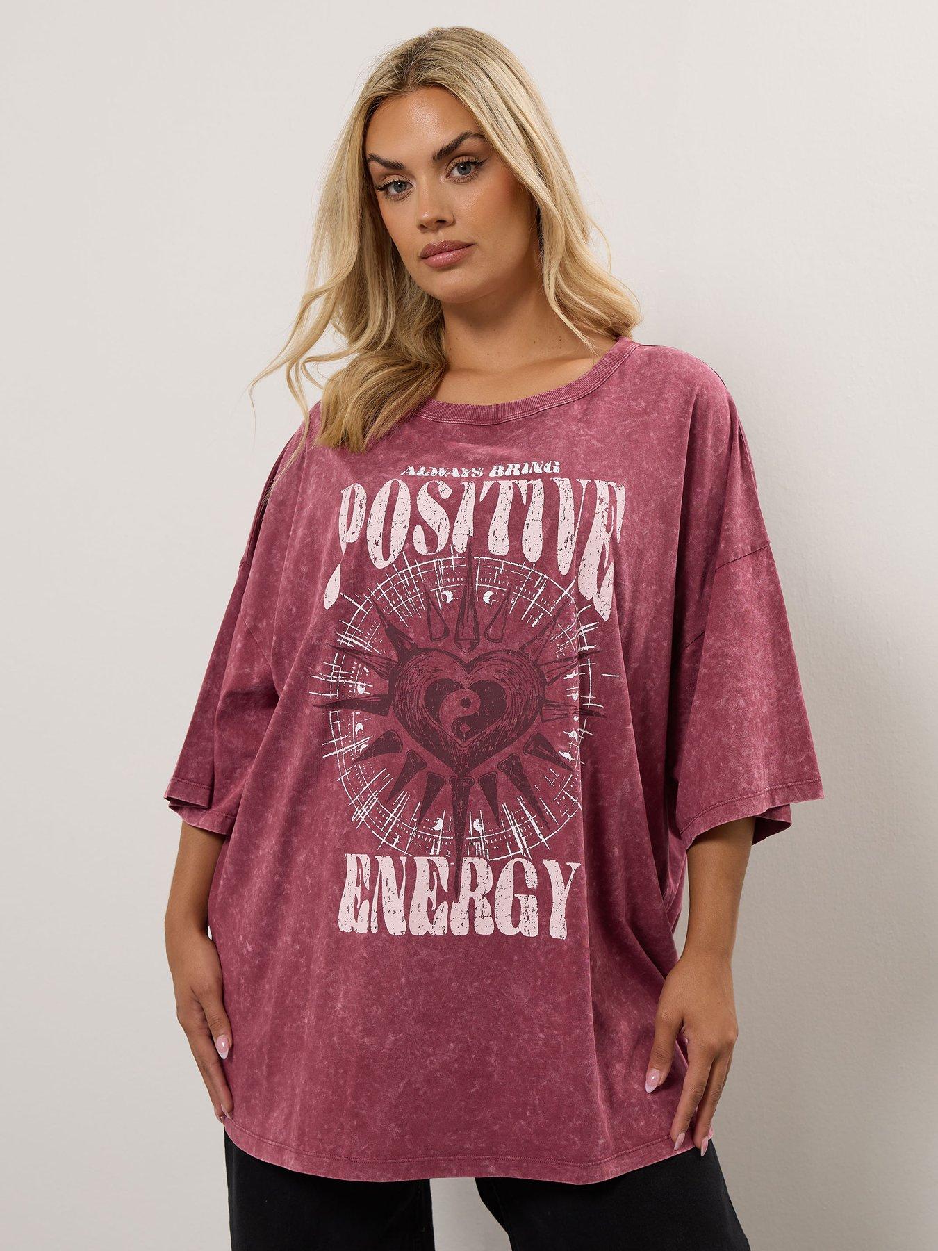 Yours Curve Oversized Boxy T-Shirt - Pink