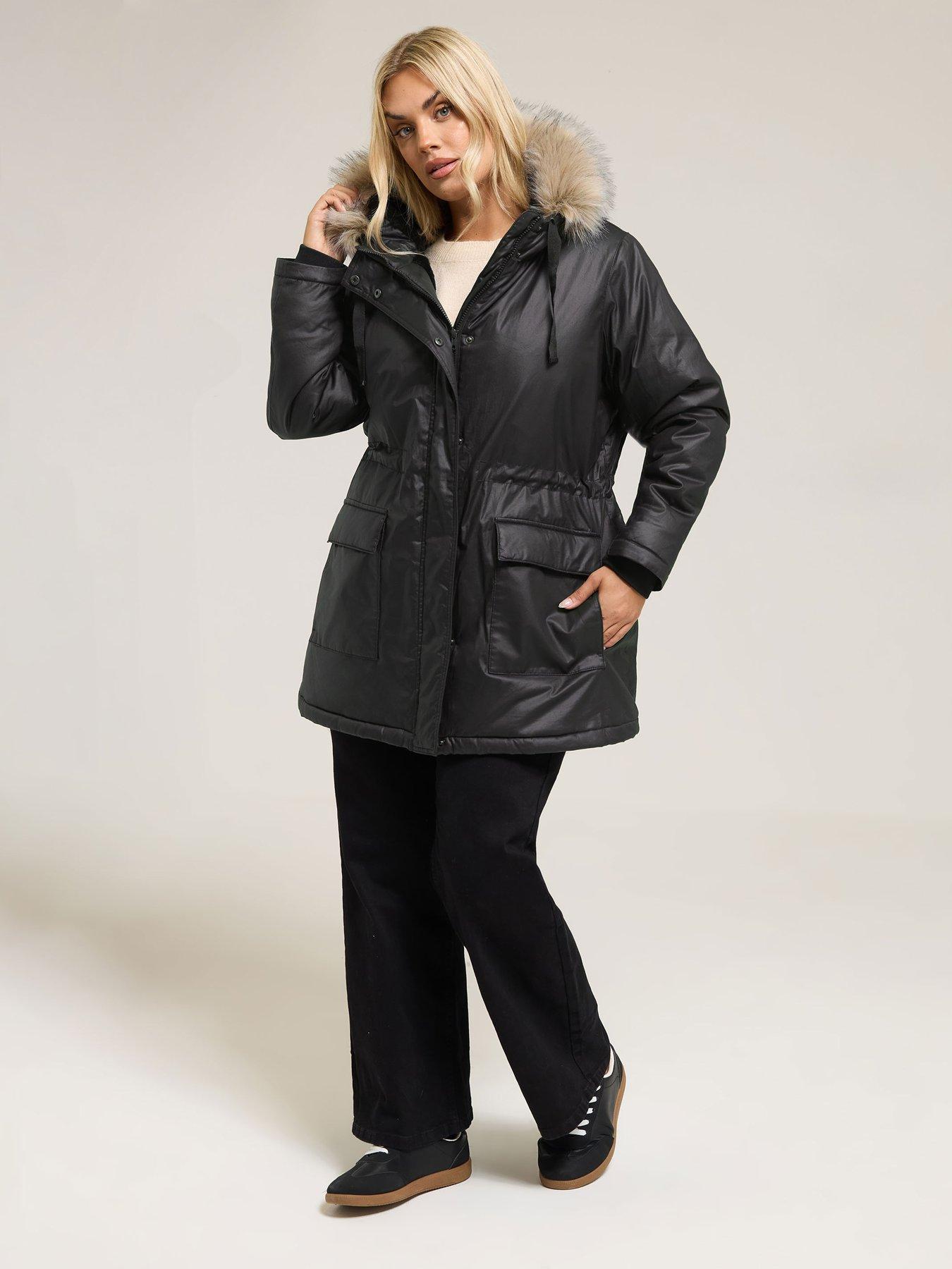 yours-curve-waxy-luxe-parka-blackback