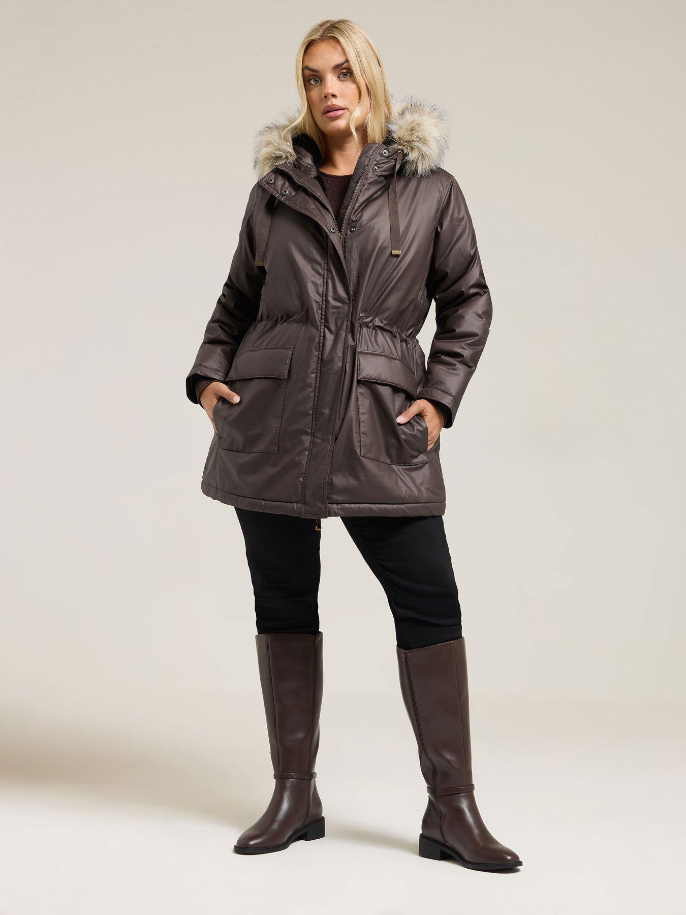 yours-curve-waxy-luxe-parka-brownback