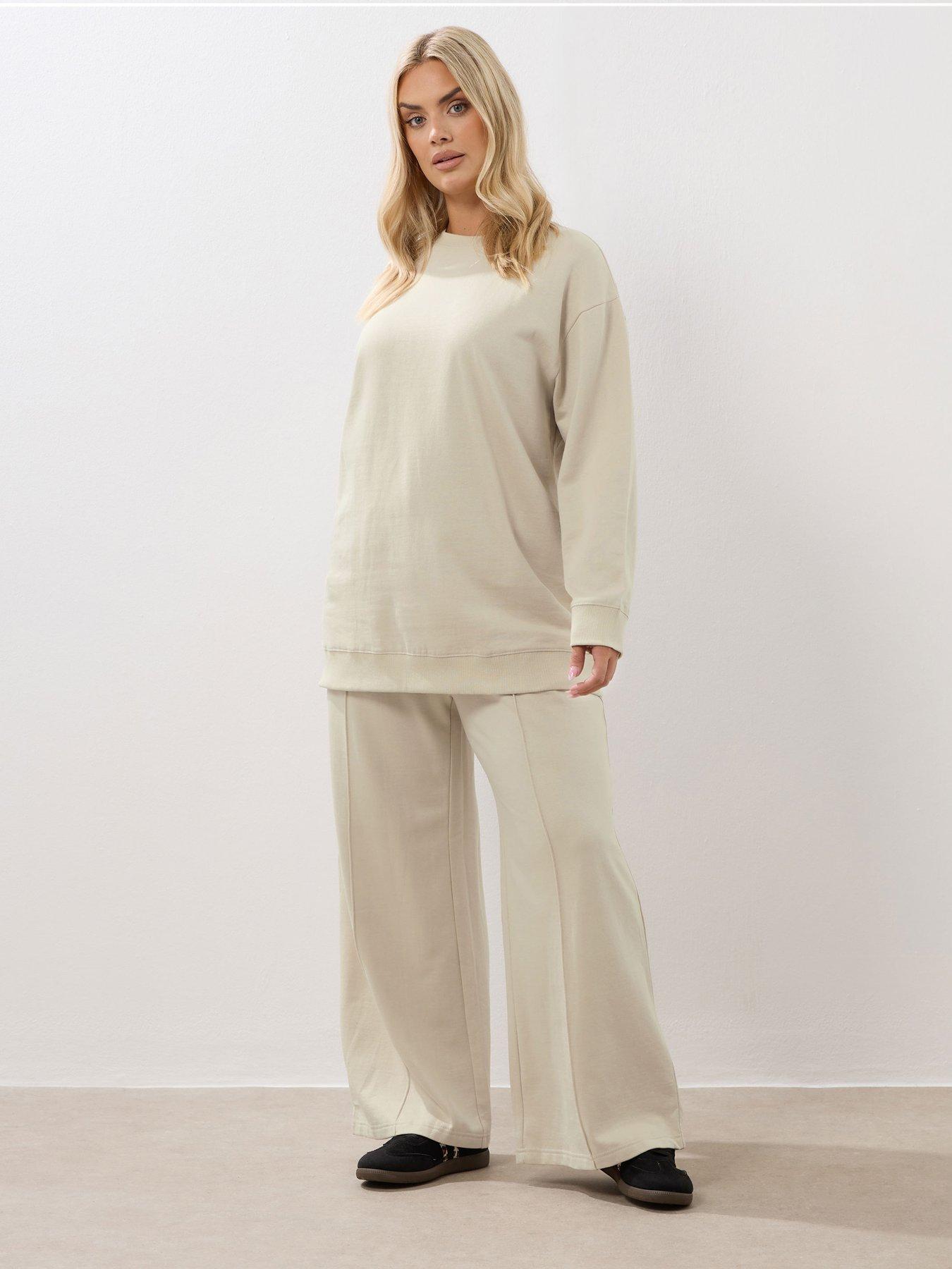 Yours Curve Wide Leg Jogger - Ivory