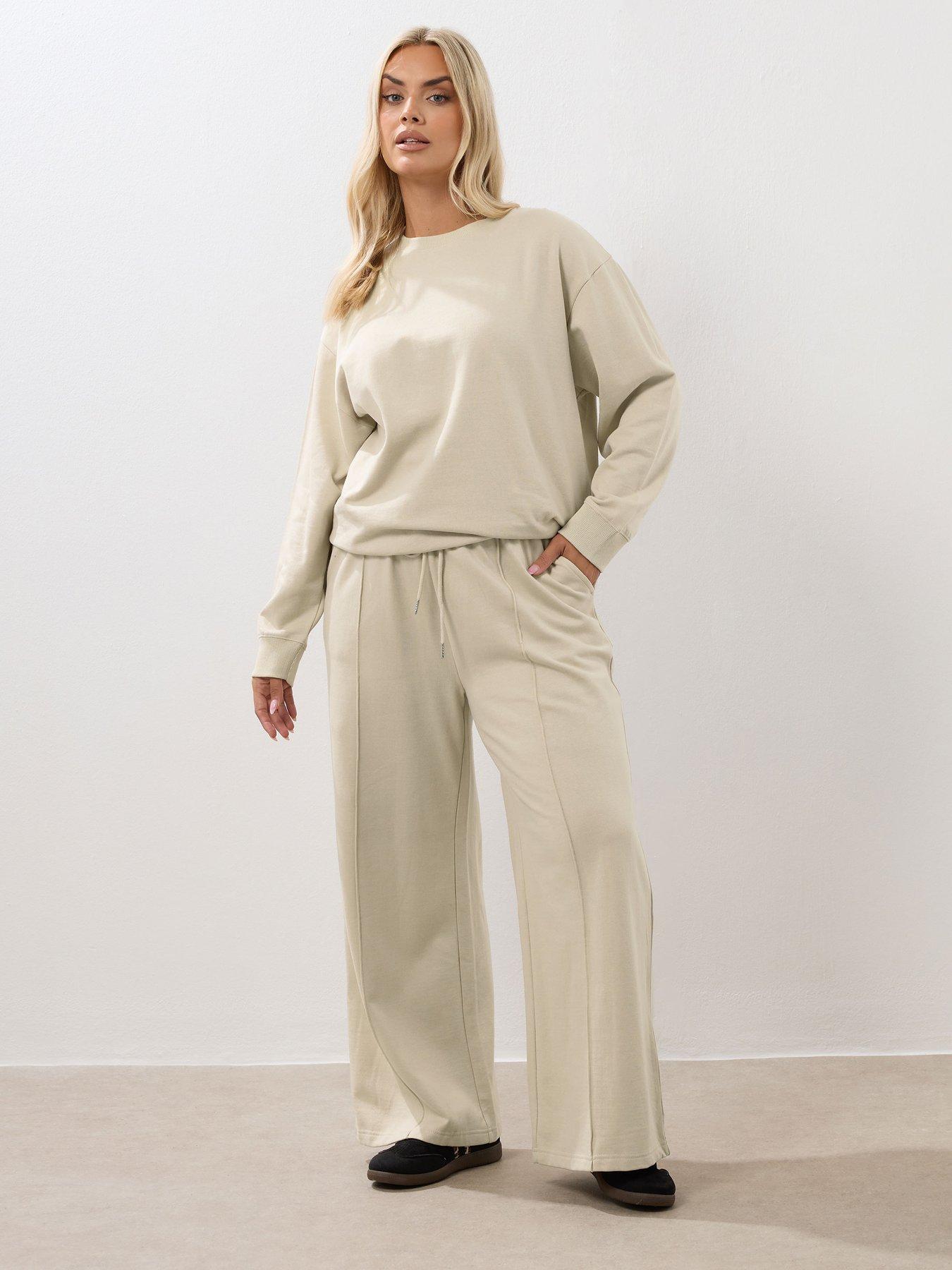 Image 3 of 4 of Yours Curve Wide Leg Jogger - Ivory