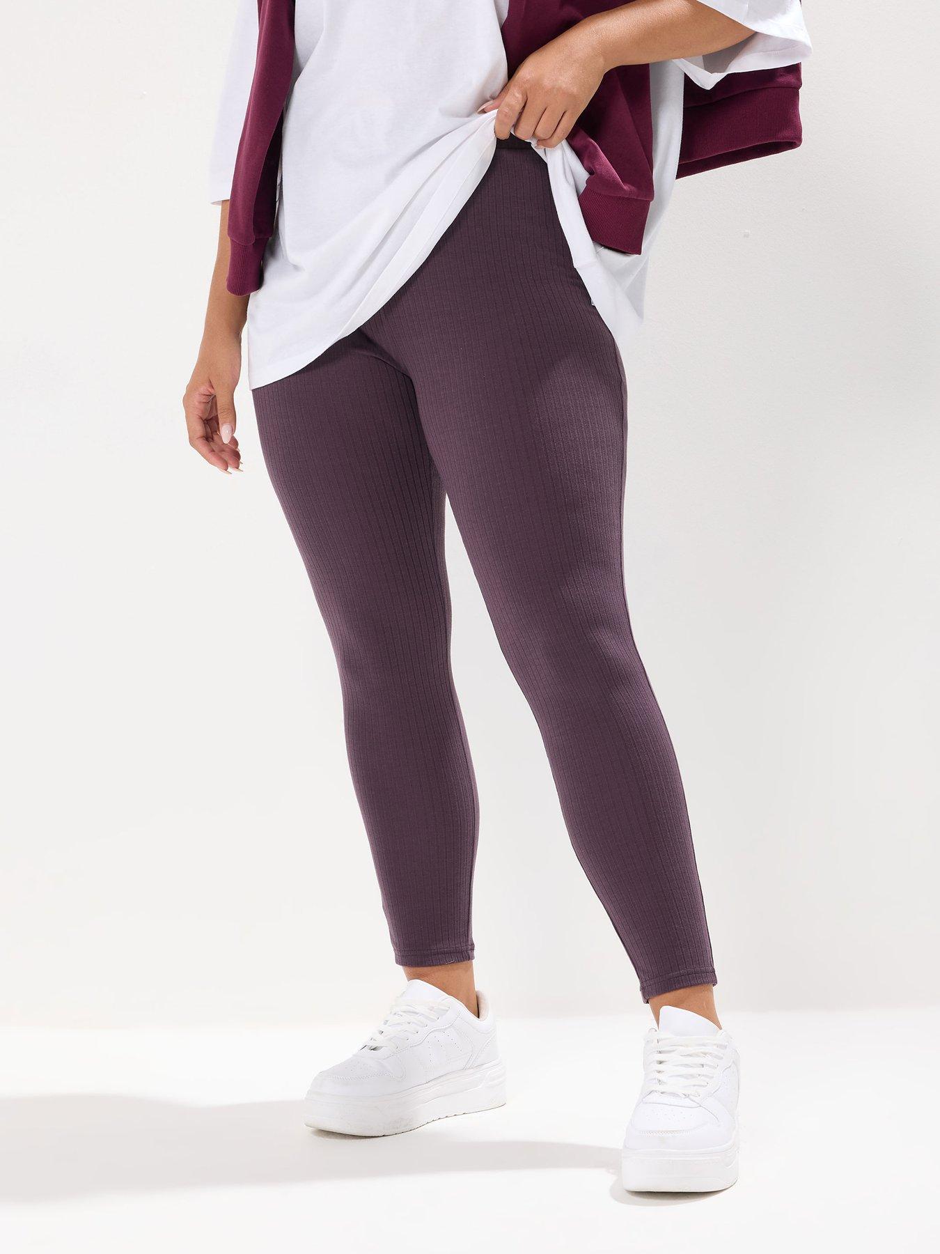 Yours Curve Ribbed Legging - Purple