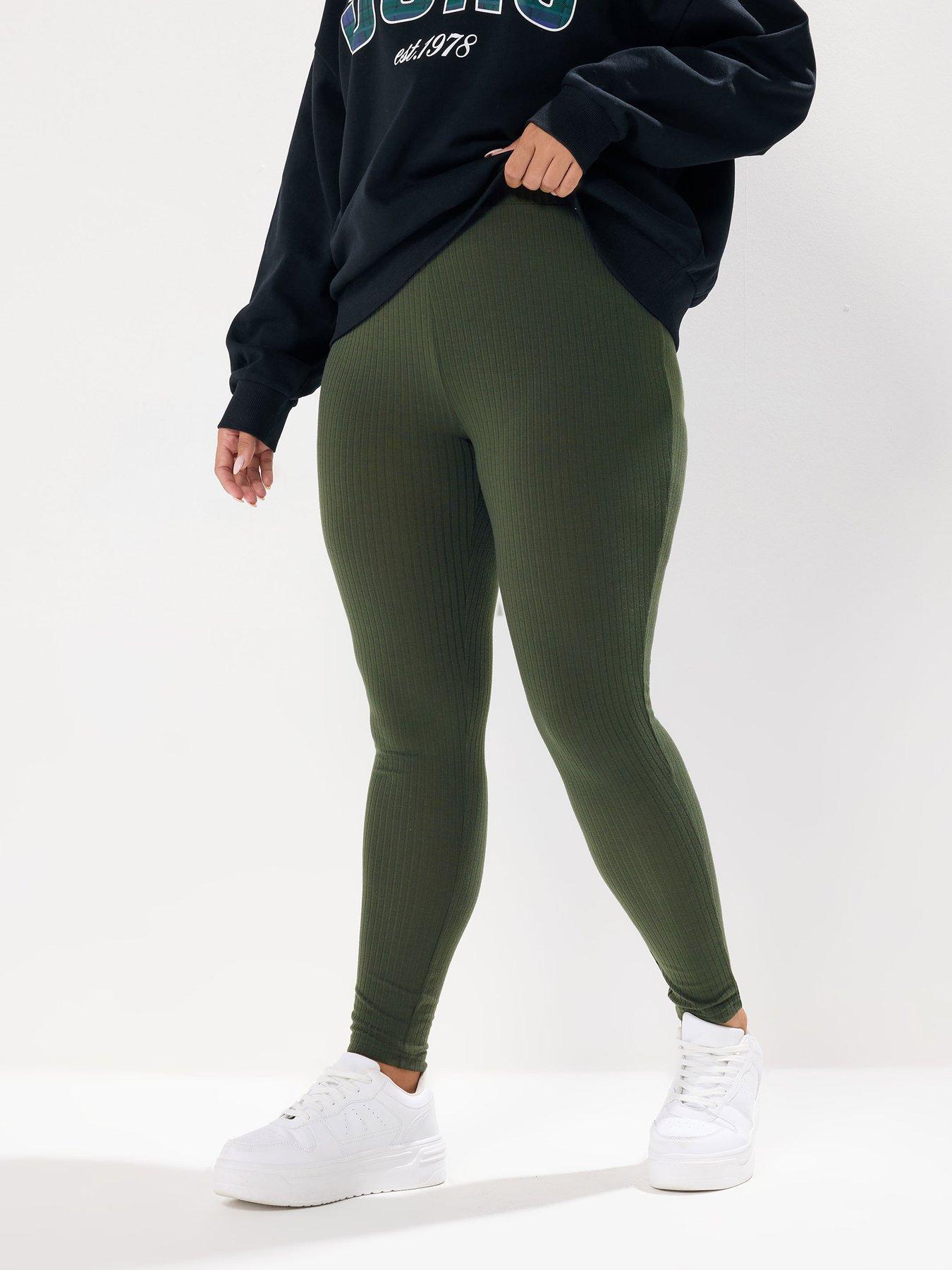 yours-curve-ribbed-legging-green