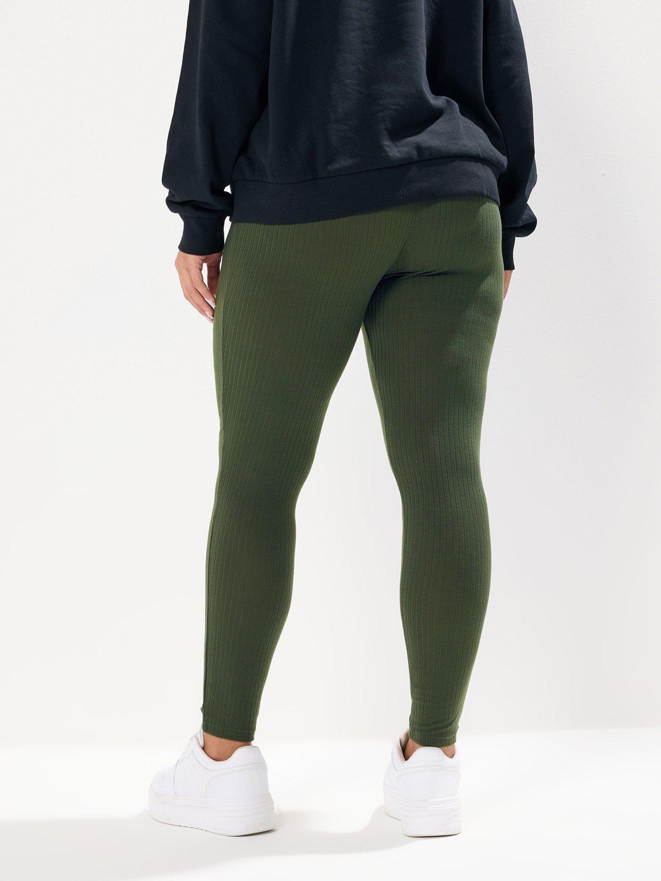 yours-curve-ribbed-legging-greenstillFront