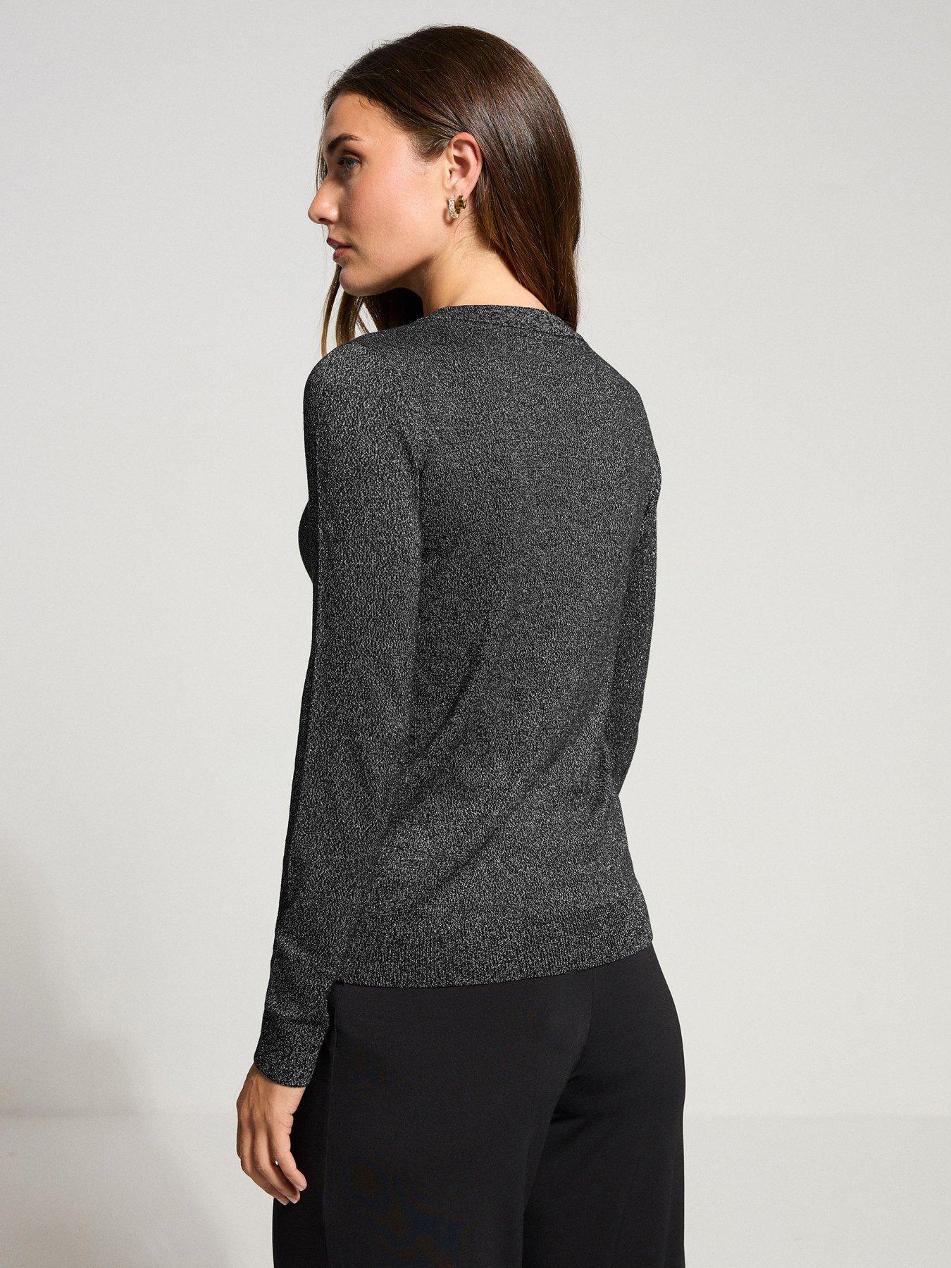 long-tall-sally-silver-lurex-cardigan-blackstillFront