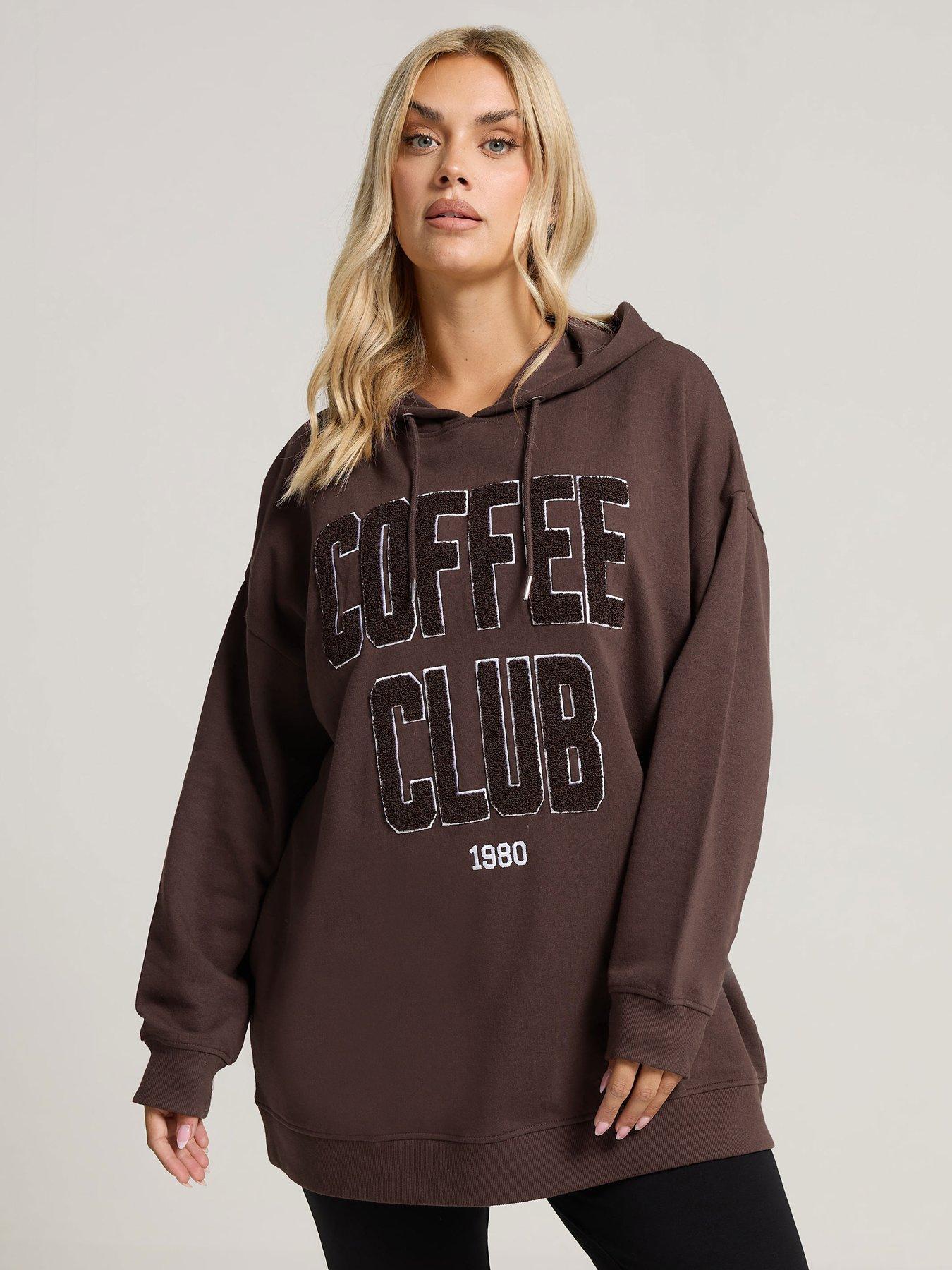 Image 1 of 4 of Yours Curve Coffee Club Hoodie - Brown