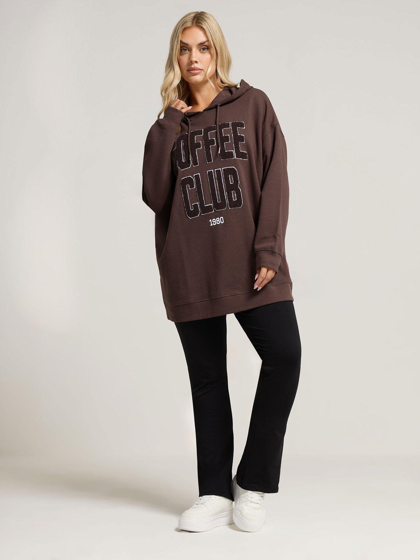 Image 3 of 4 of Yours Curve Coffee Club Hoodie - Brown