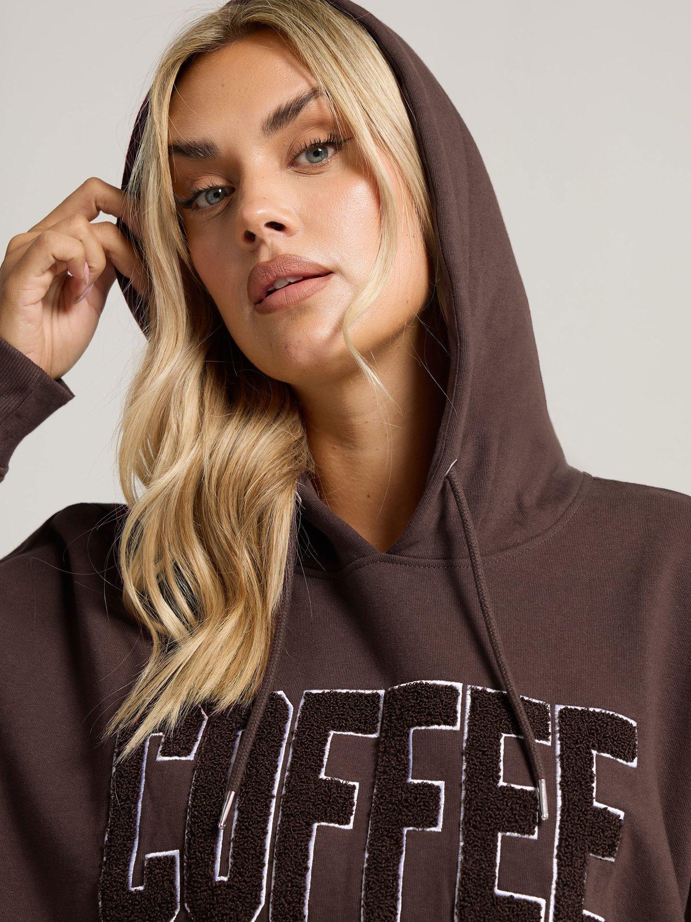 Image 4 of 4 of Yours Curve Coffee Club Hoodie - Brown